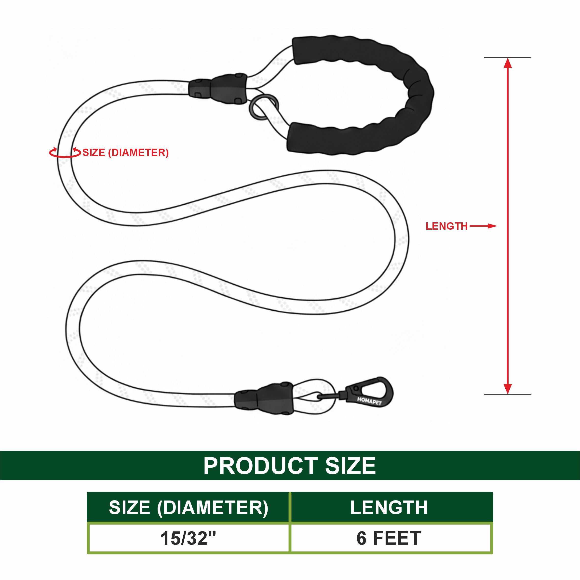Light Grey - Black Braided Polyester Reflective Dog Rope