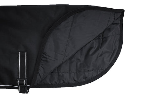 Black Alps Dog Coat with 100 GSM Padding - Flat