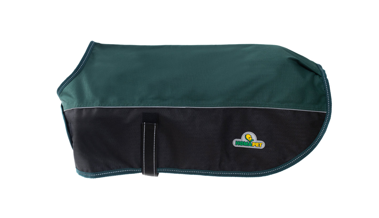 Green Black Alps Dog Coat with 100 GSM Padding - Flat