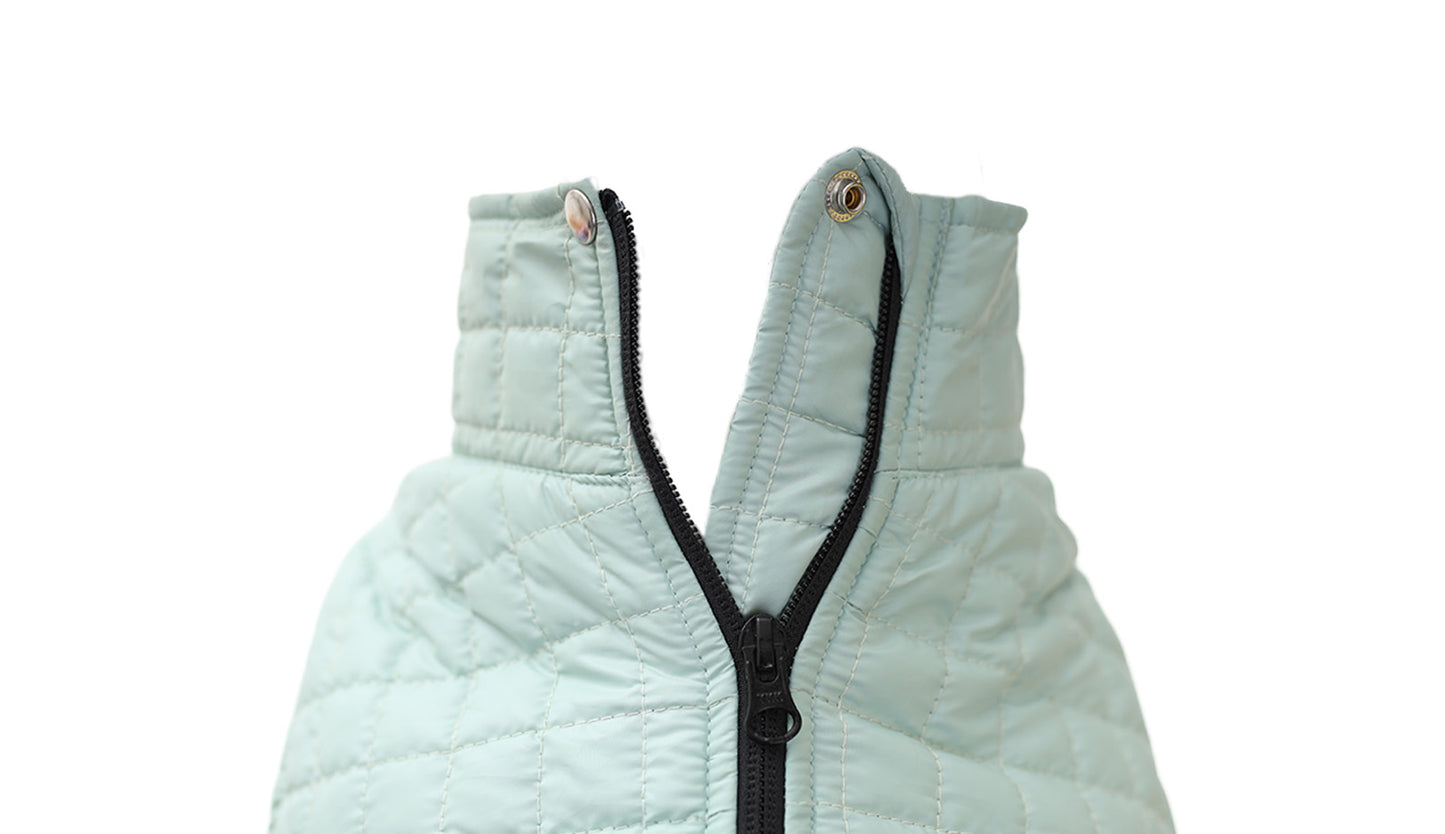 Aqua Green Dog Quilted Jacket - Flat