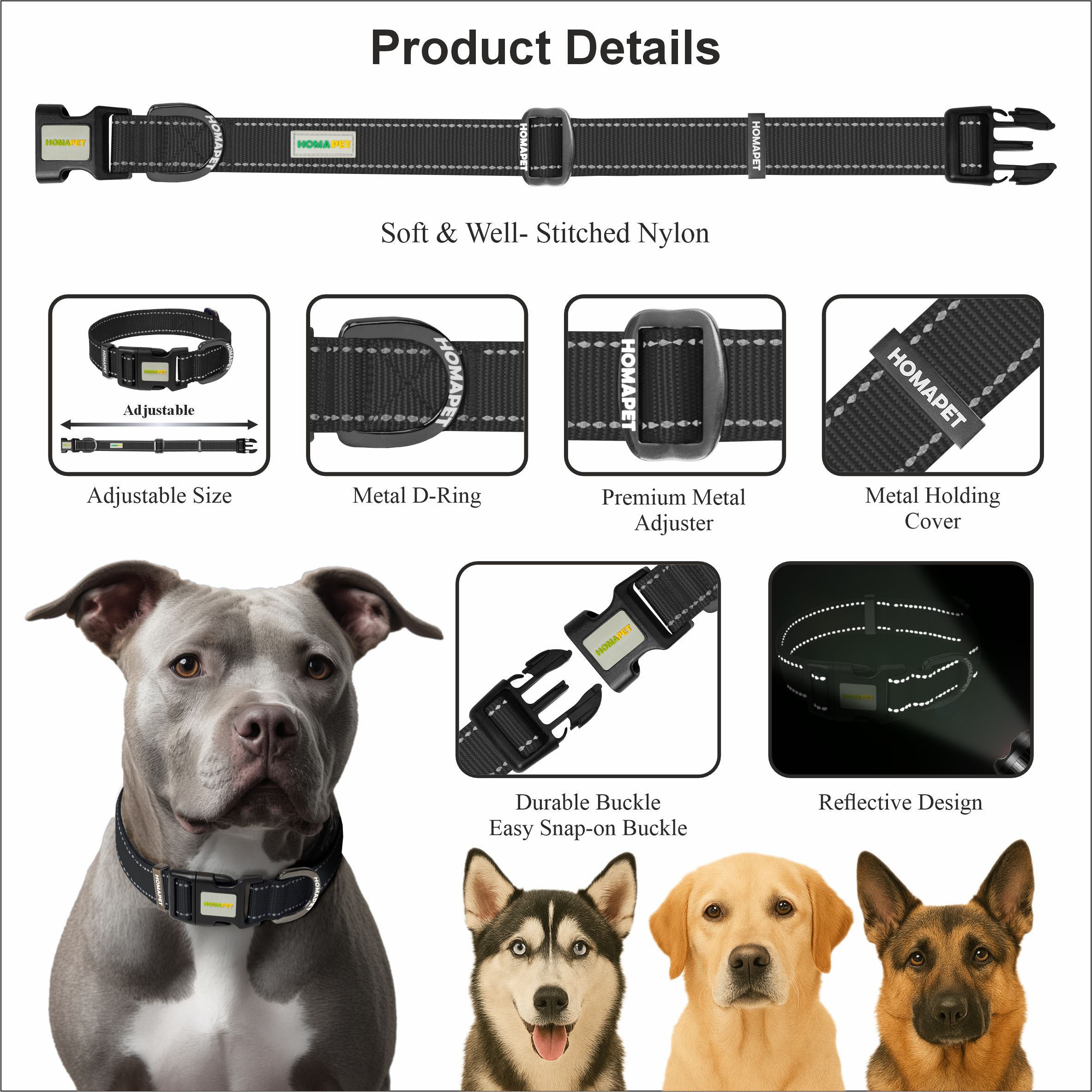 Black Nylon Dog Collar