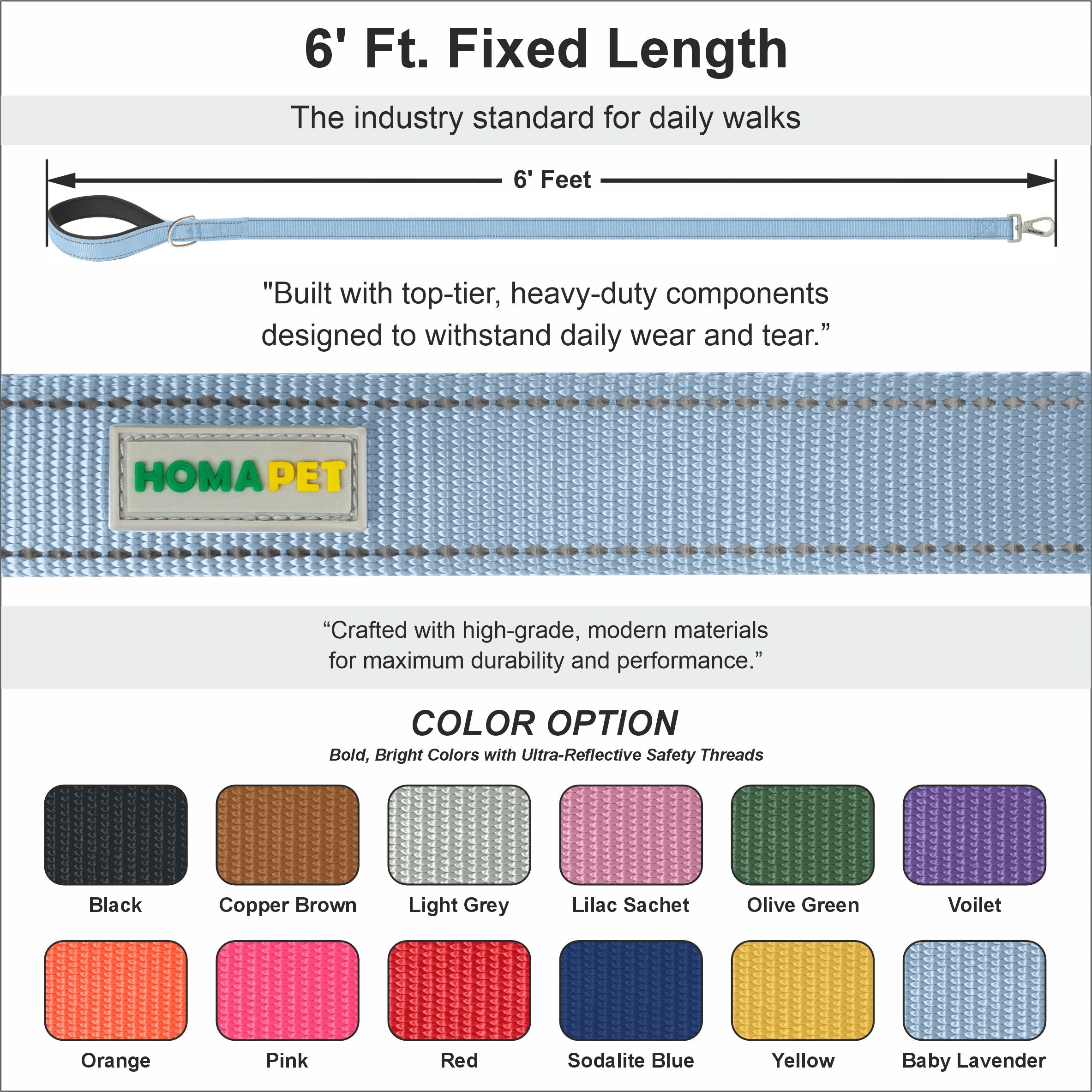 Baby Lavender Nylon Dog Leash