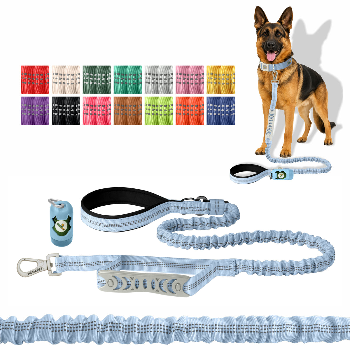 Baby Lavender Nylon Full Bungee Dog Leash