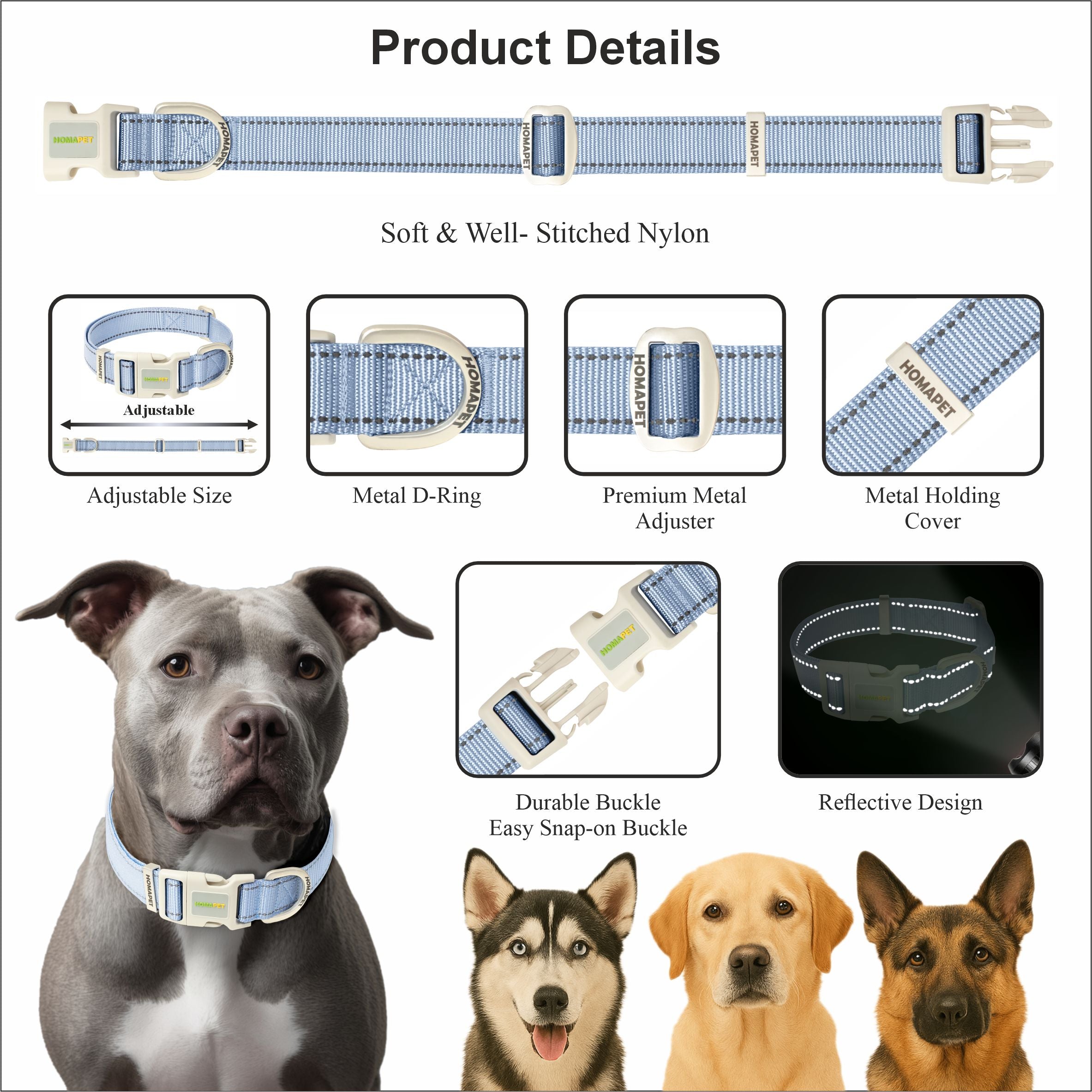 Baby Lavender Nylon Dog Collar