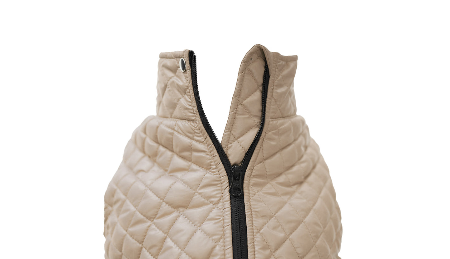 Beige Dog Quilted Jacket - Flat