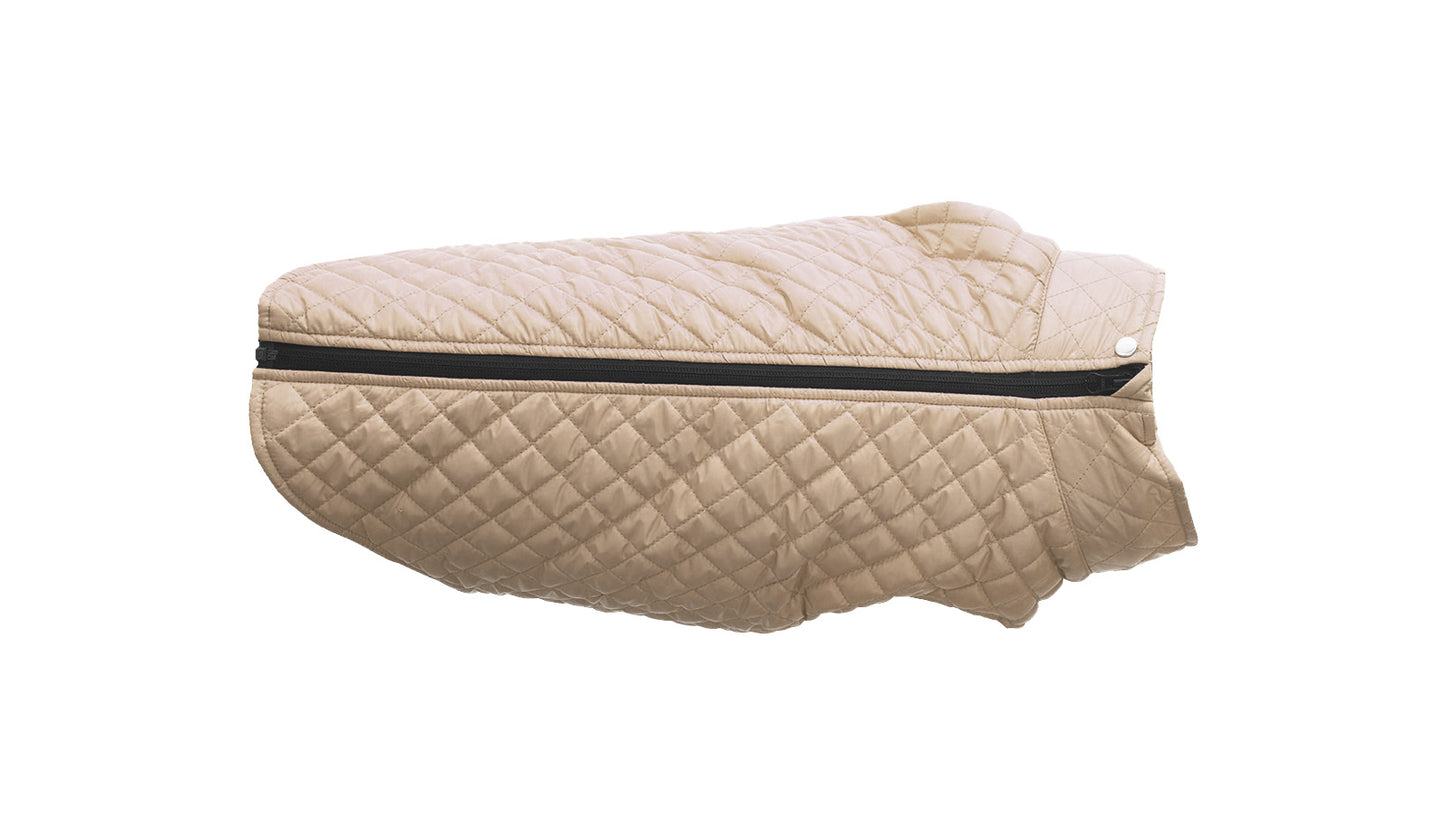 Beige Dog Quilted Jacket - Flat