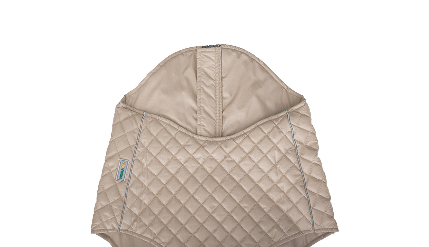 Beige Dog Quilted Jacket - Flat