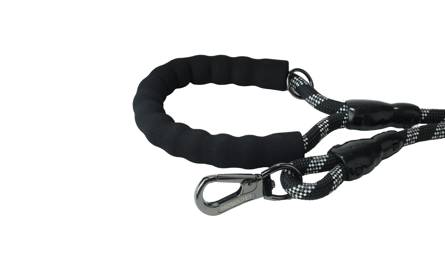 Black - Grey Braided Polyester Reflective Dog Rope