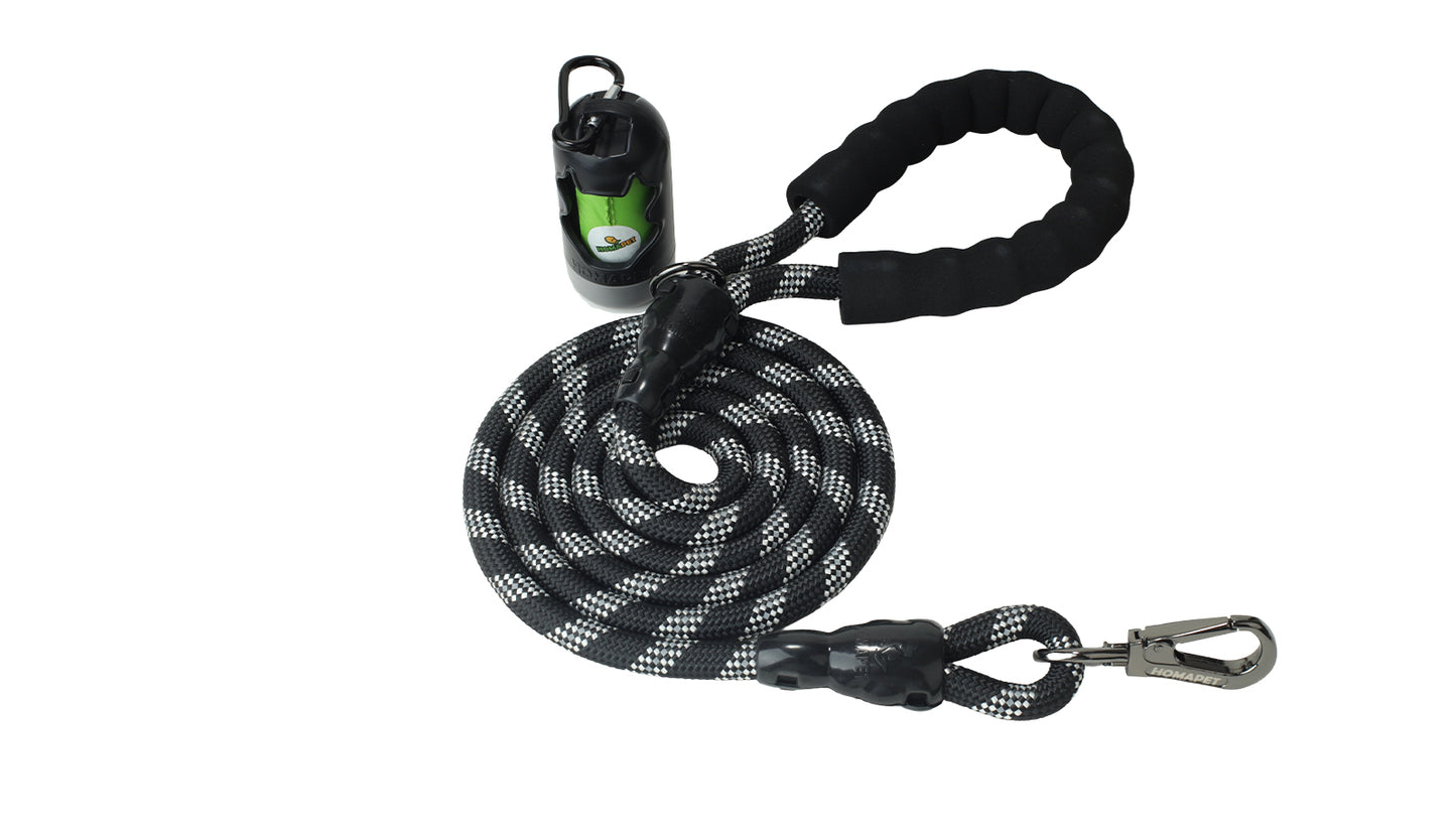 Black - Grey Braided Polyester Reflective Dog Rope