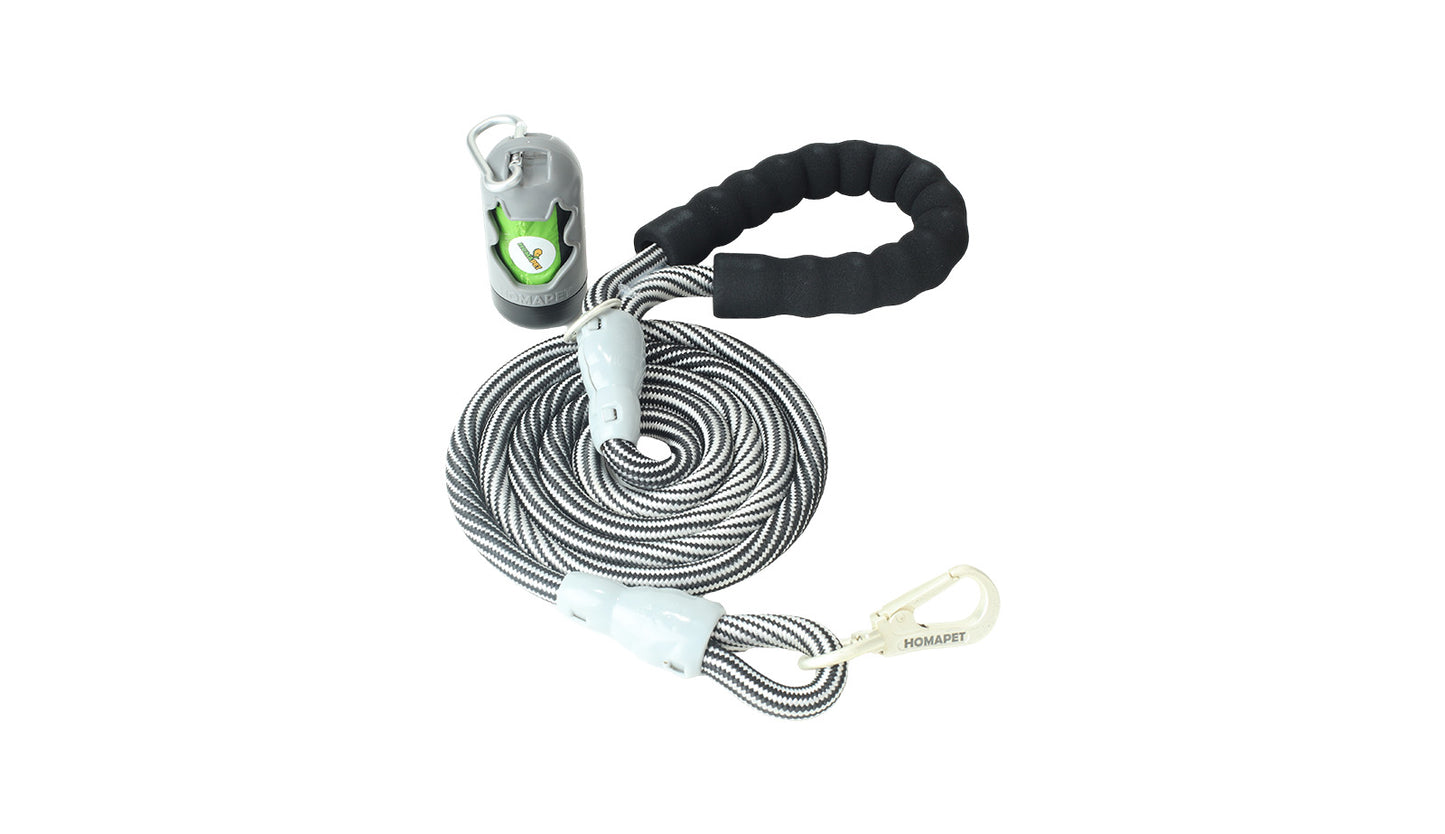 Black - Light Grey Serpentine Polyester Non Reflective Dog Rope