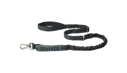 Black Nylon Adjustable Bungee Dog Leash