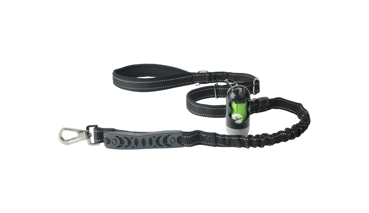 Black Nylon Adjustable Bungee Dog Leash