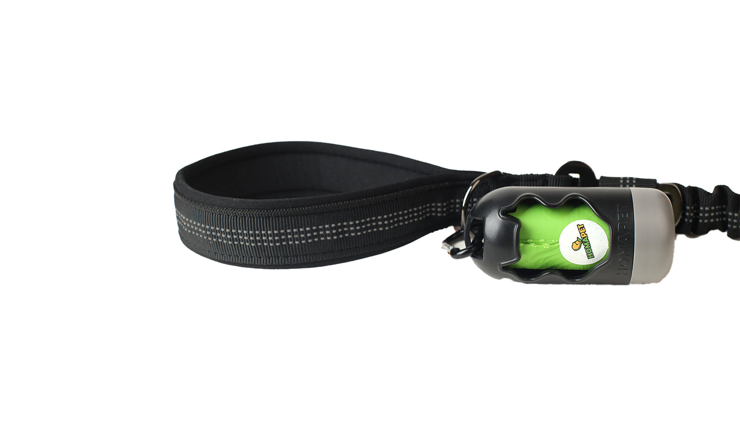 Black Nylon Full Bungee Dog Leash