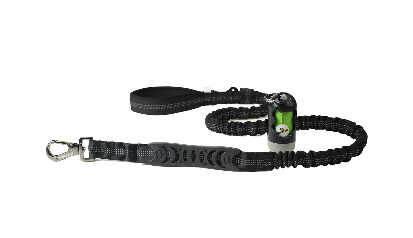 Black Nylon Full Bungee Dog Leash