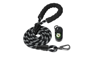 Black - Grey Braided Polyester Reflective Dog Rope