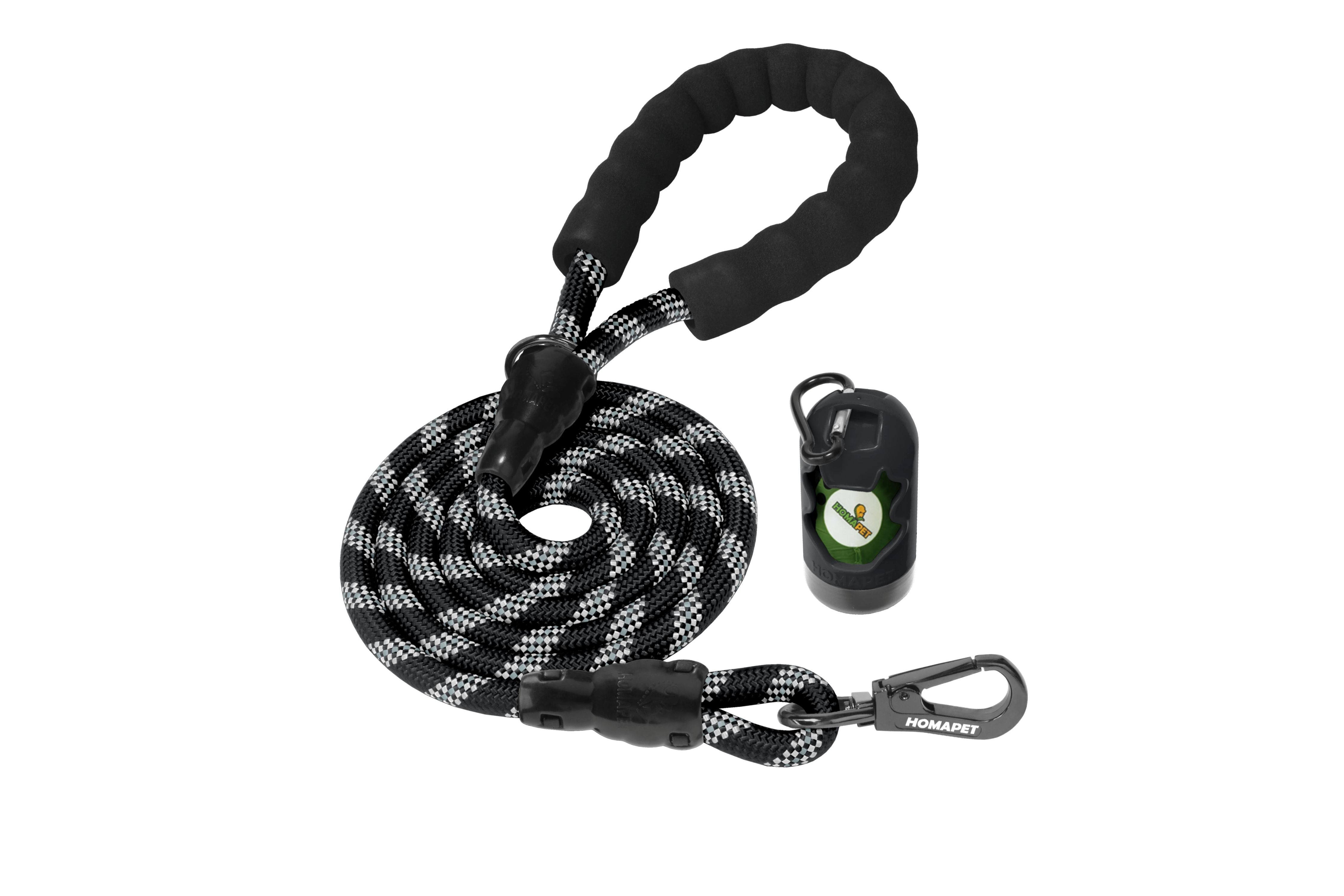 Black - Grey Braided Polyester Reflective Dog Rope