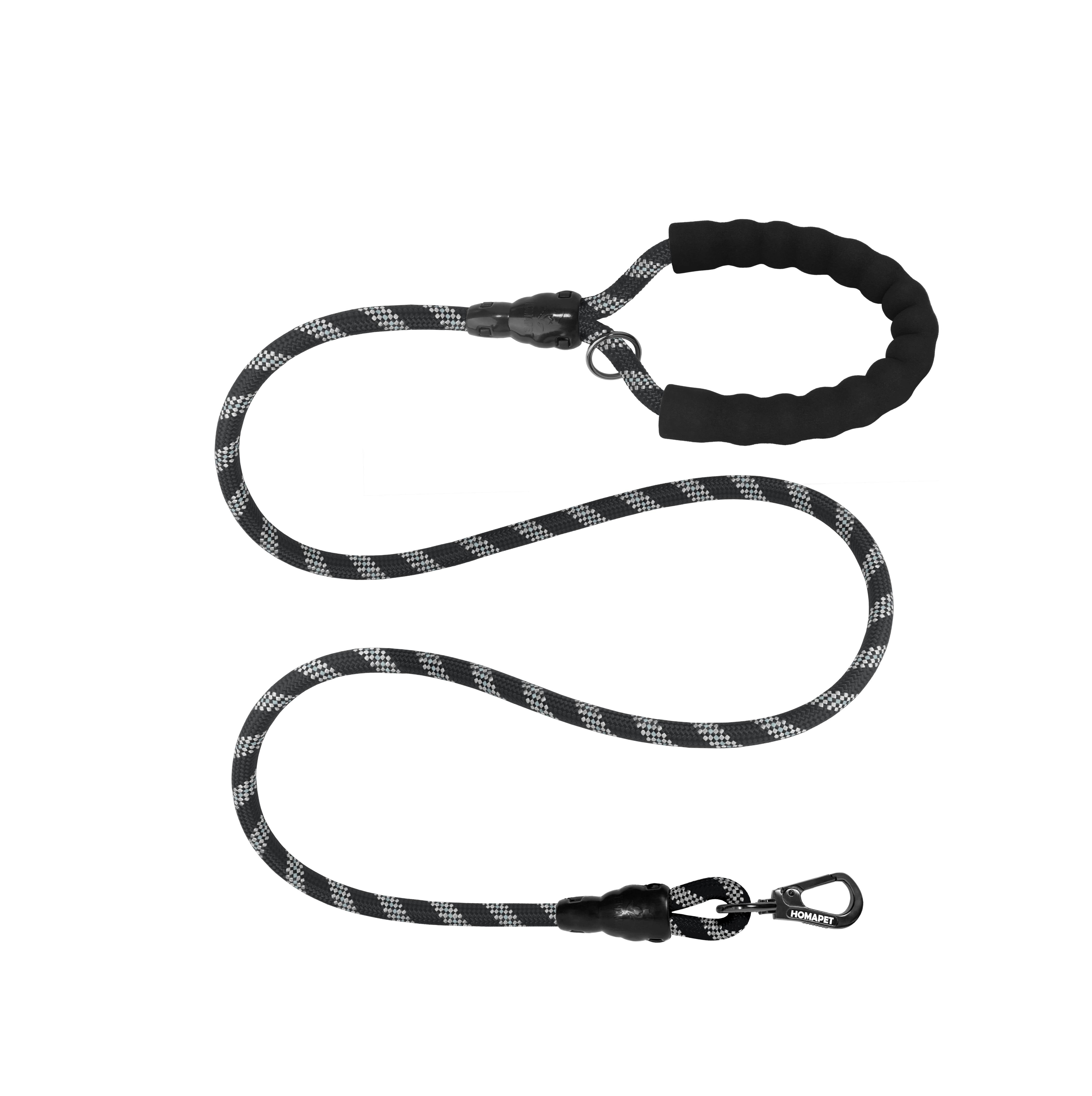 Black - Grey Braided Polyester Reflective Dog Rope