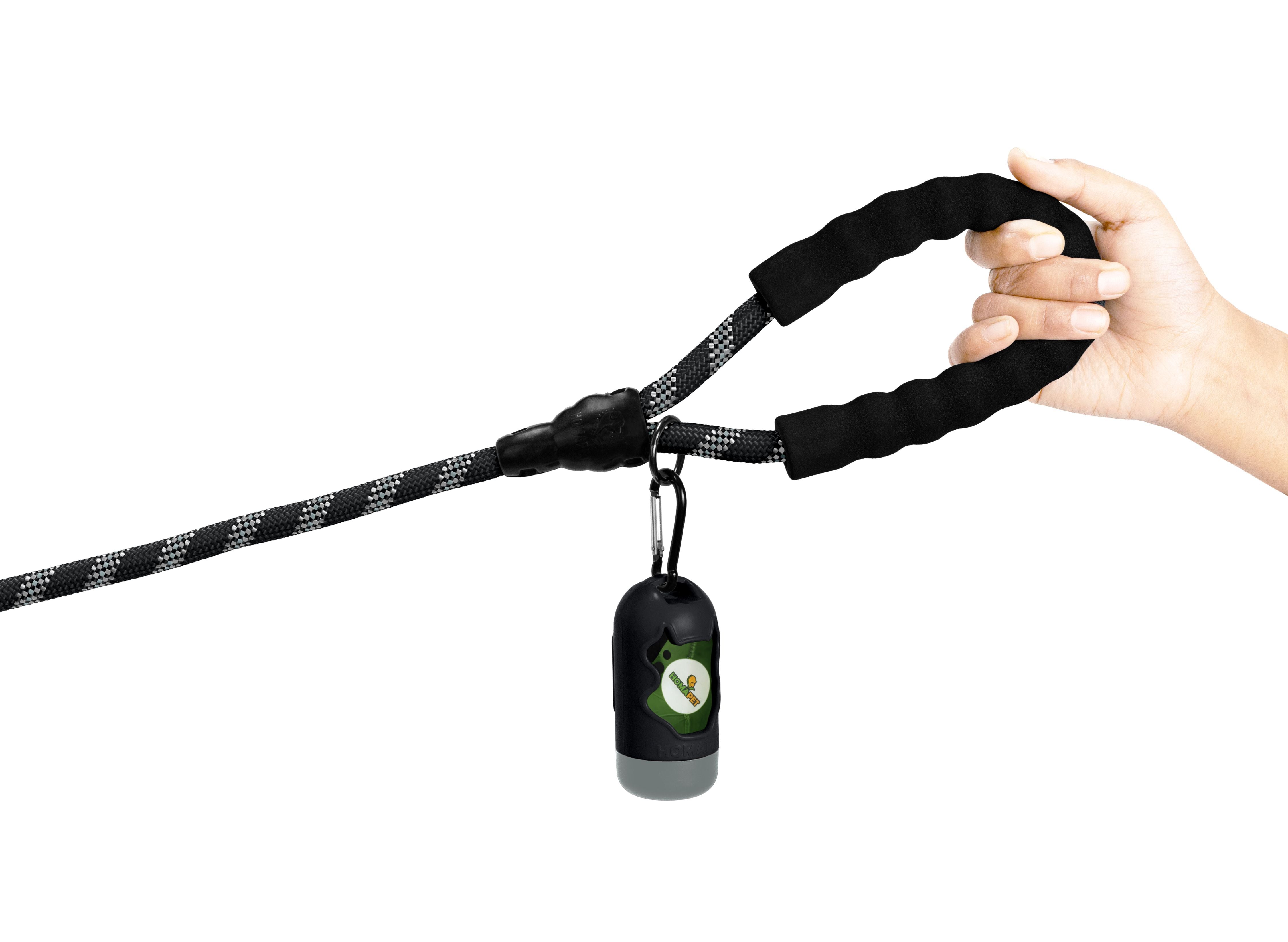 Black - Grey Braided Polyester Reflective Dog Rope