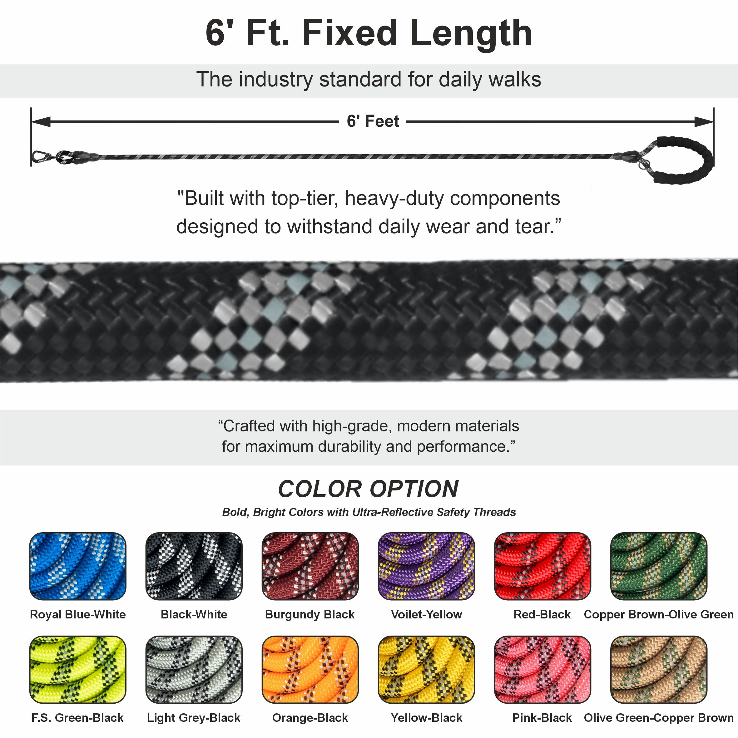 Black - Grey Braided Polyester Reflective Dog Rope