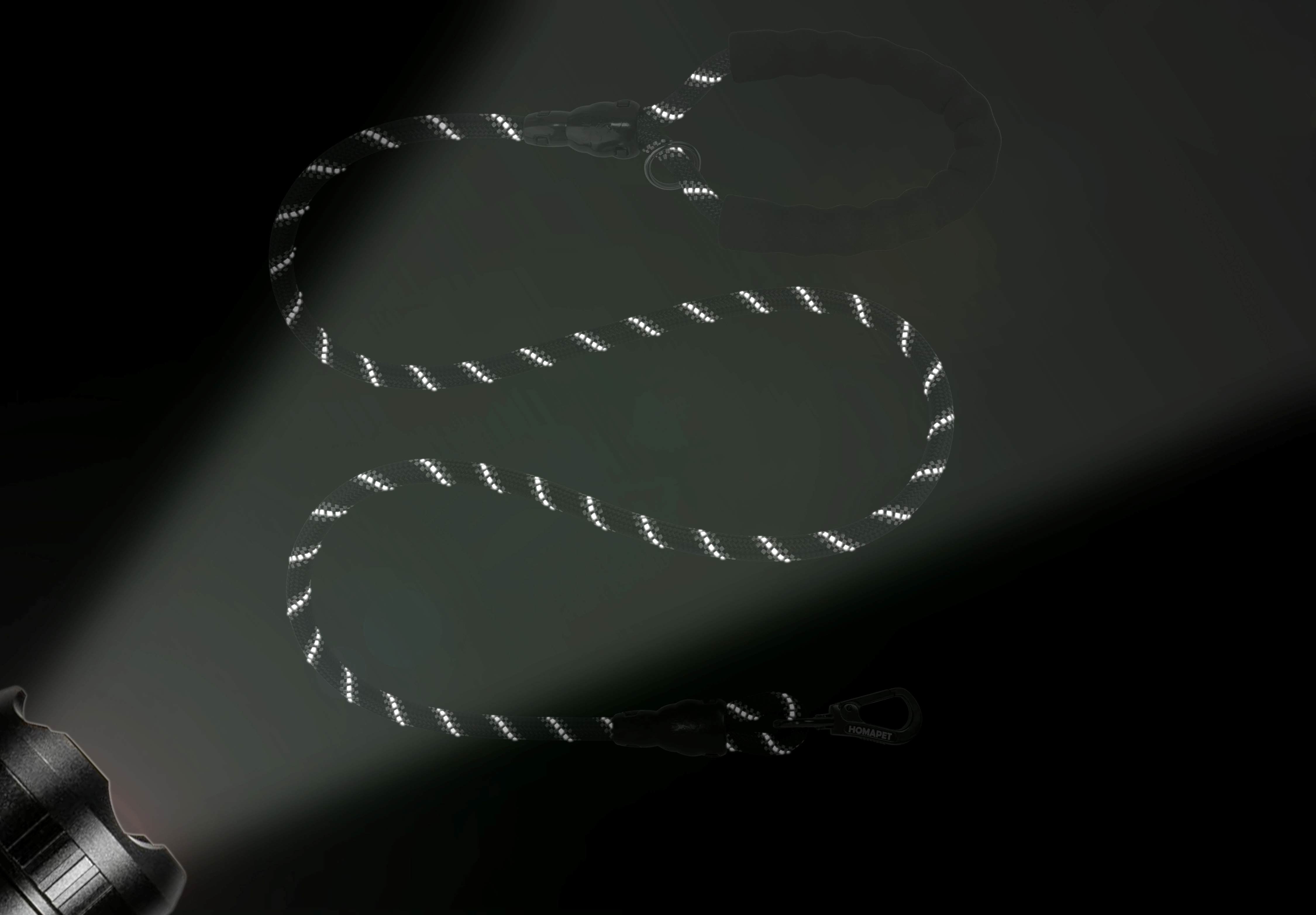 Black - Grey Braided Polyester Reflective Dog Rope