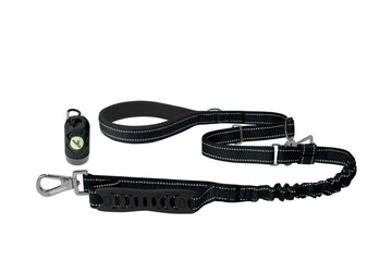 Black Nylon Adjustable Bungee Dog Leash