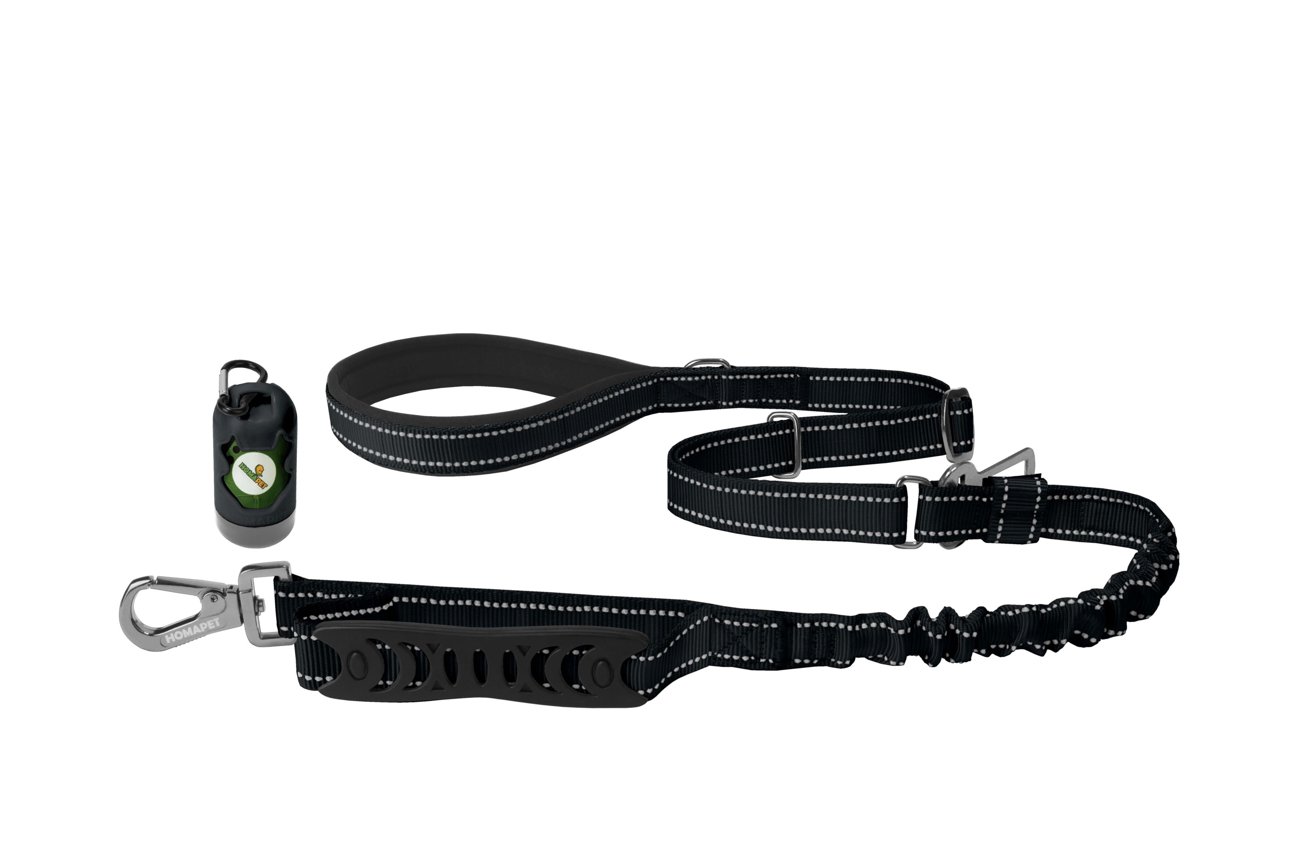 Black Nylon Adjustable Bungee Dog Leash