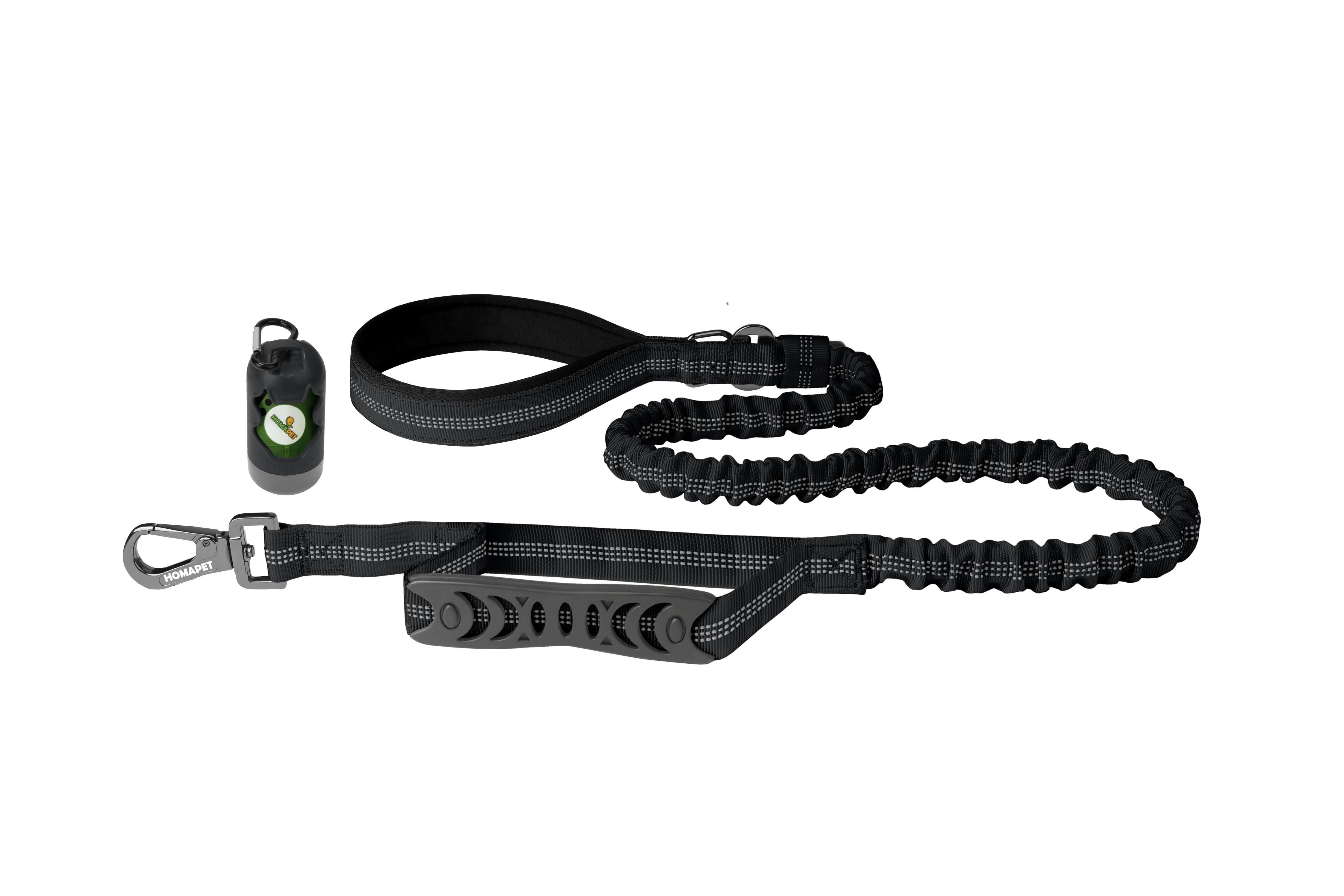 Black Nylon Full Bungee Dog Leash