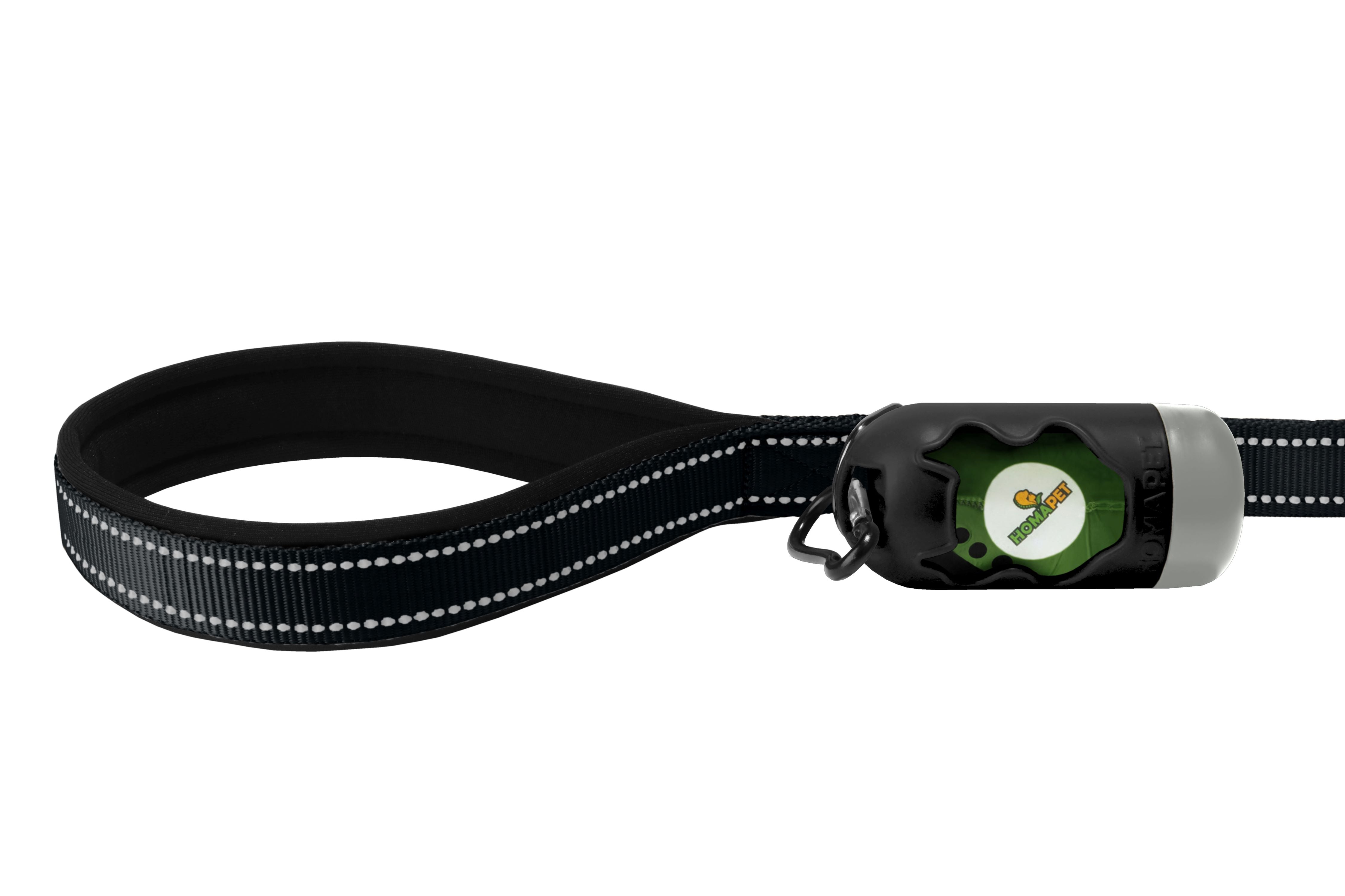 Black Nylon Adjustable Bungee Dog Leash