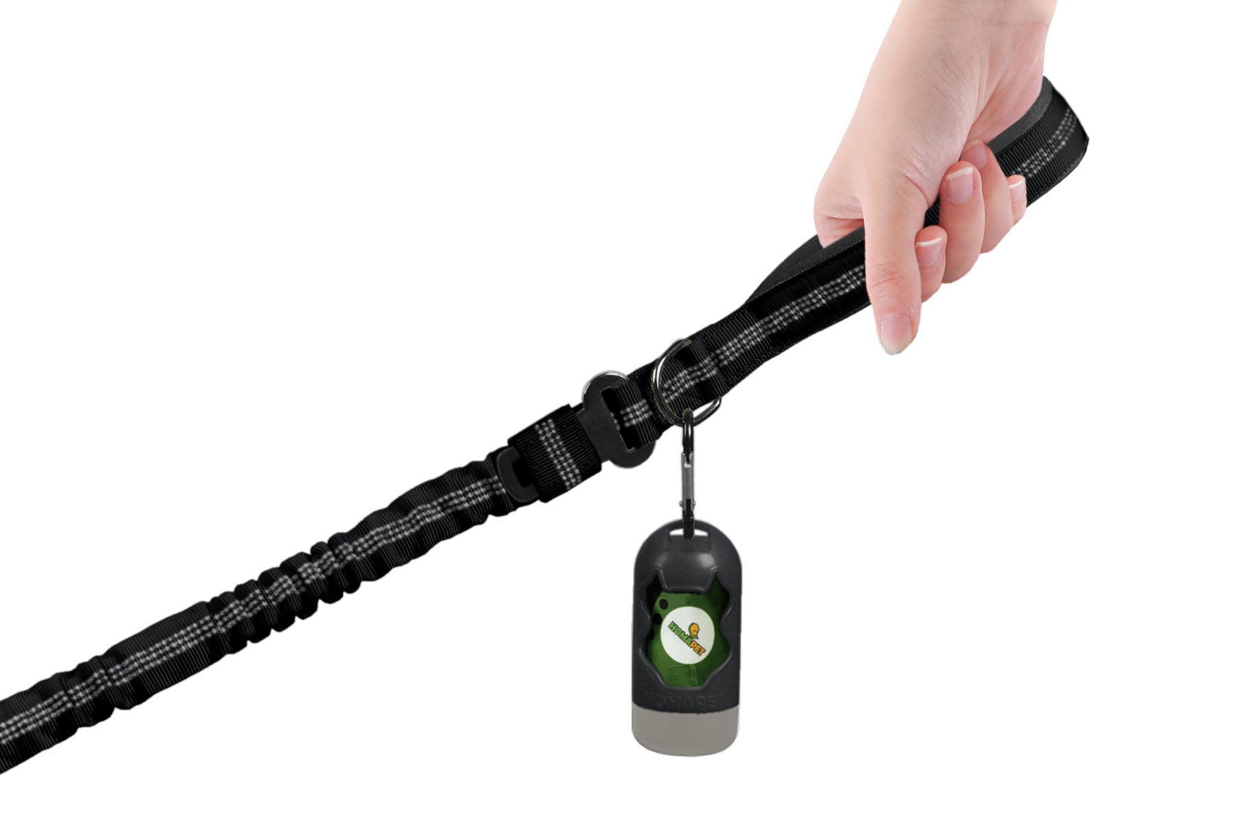 Black Nylon Full Bungee Dog Leash