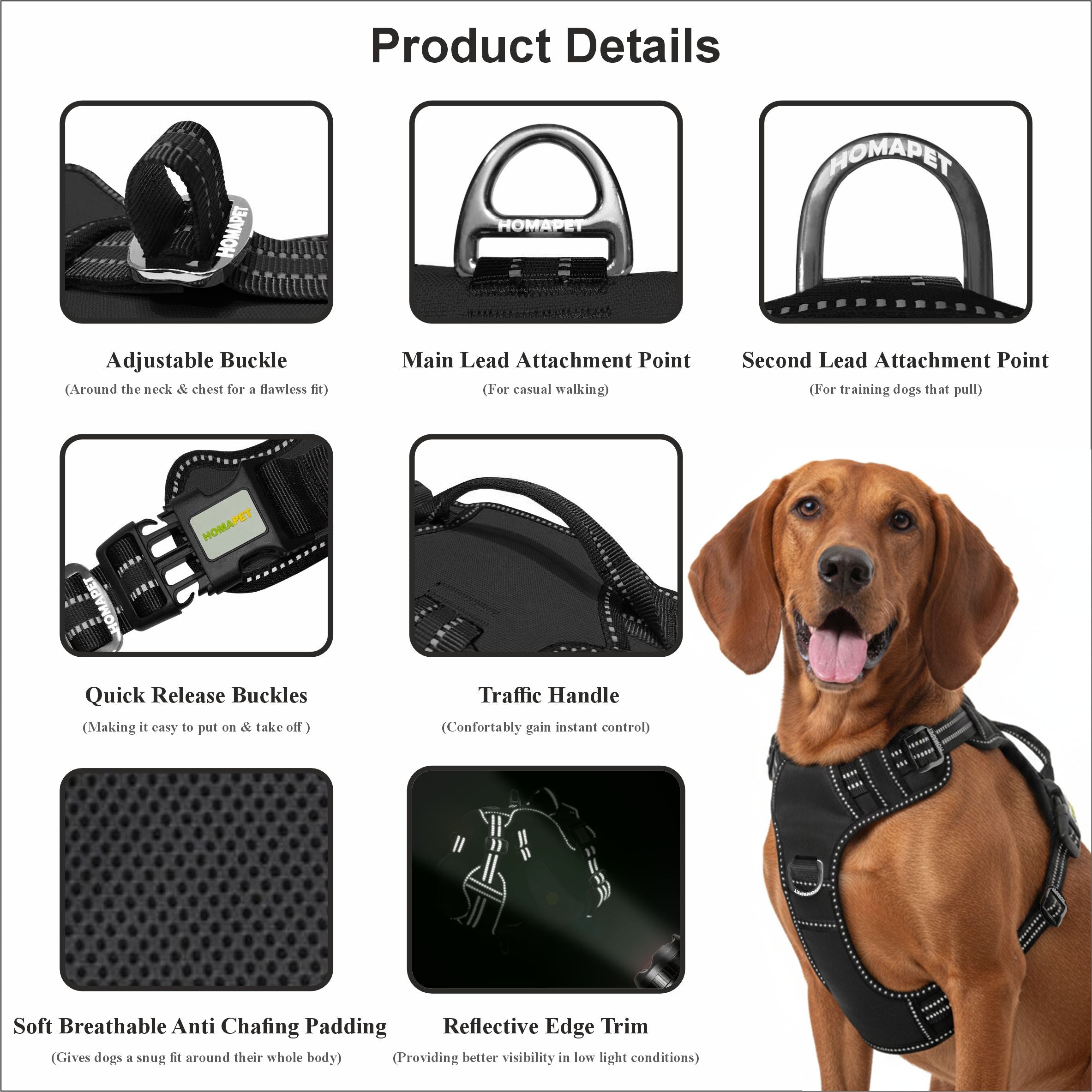 Black No Pull Dog Harness