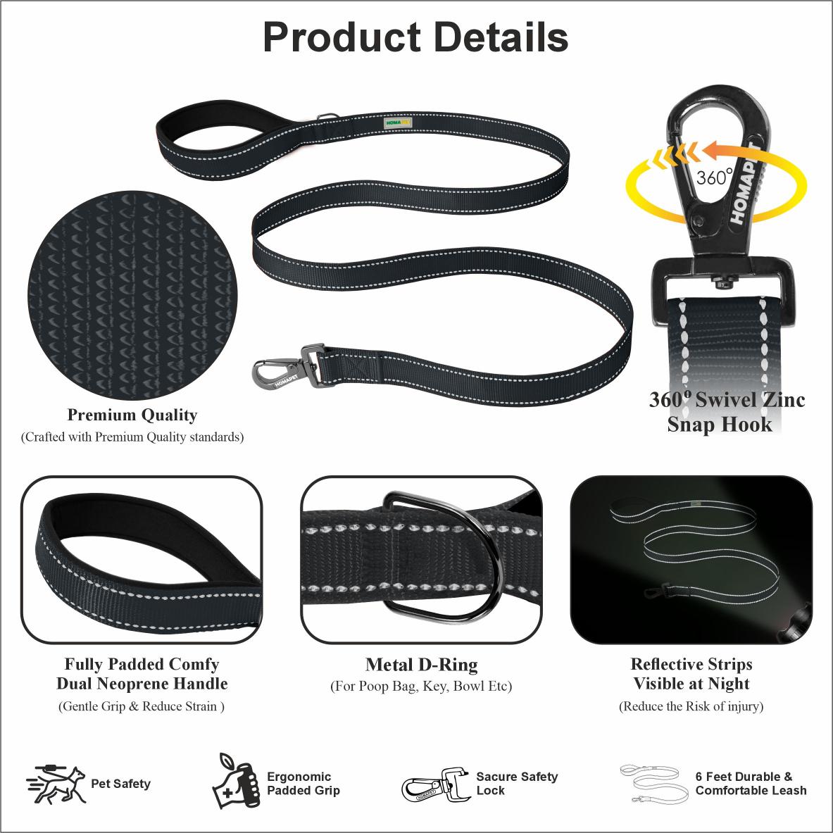 Black Nylon Dog Leash