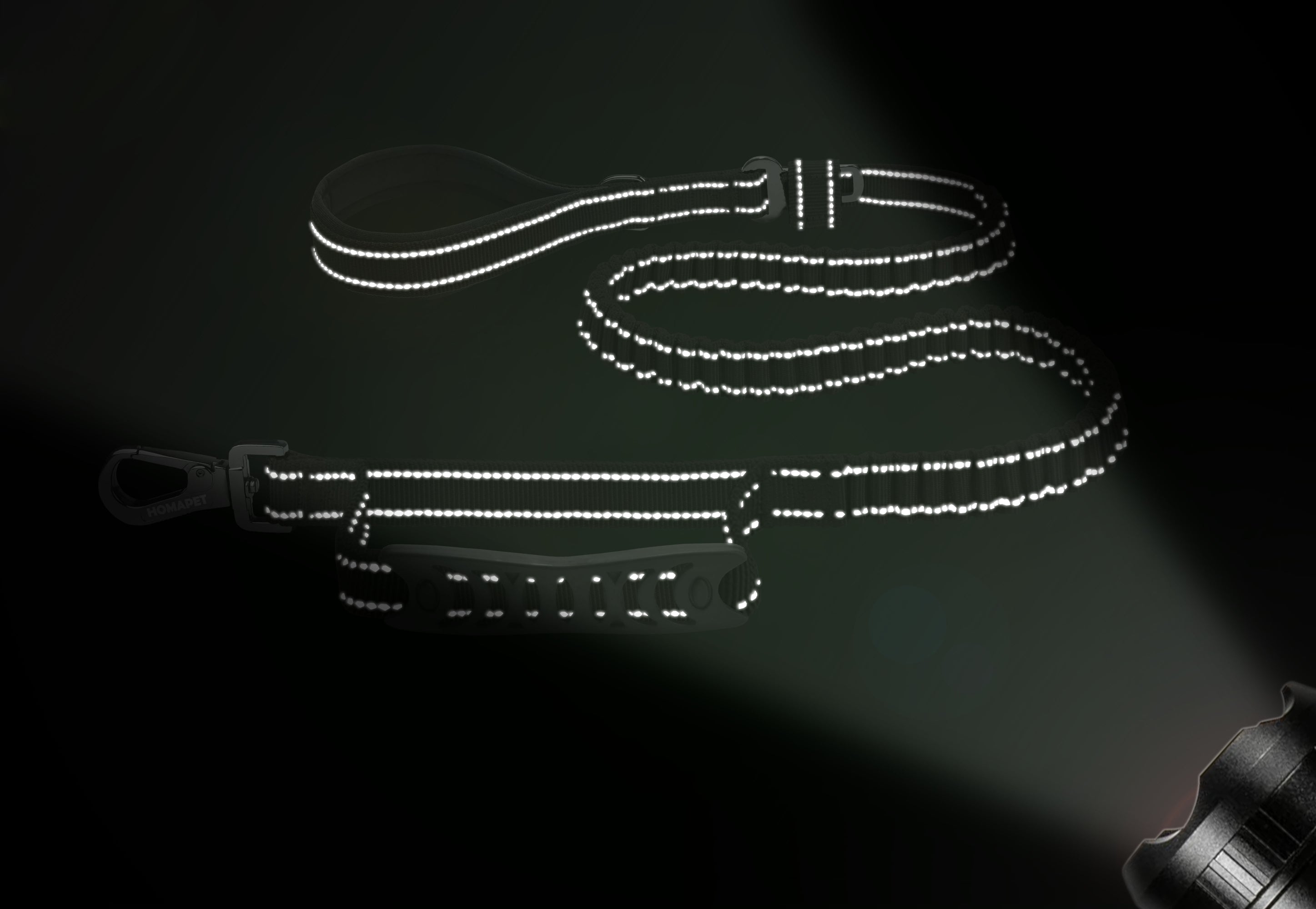 Black Polyester Full Bungee Dog Leash