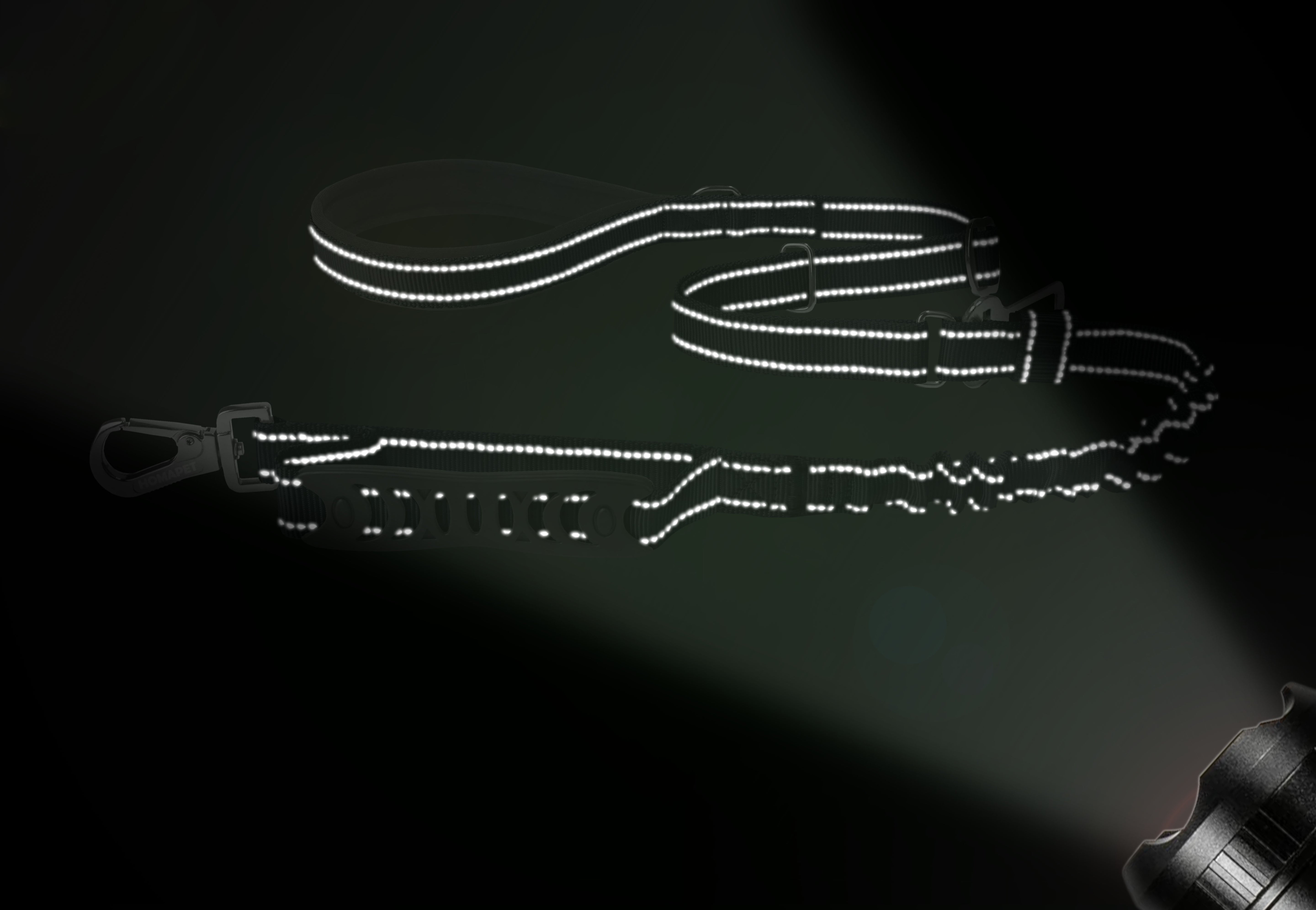 Black Nylon Adjustable Bungee Dog Leash