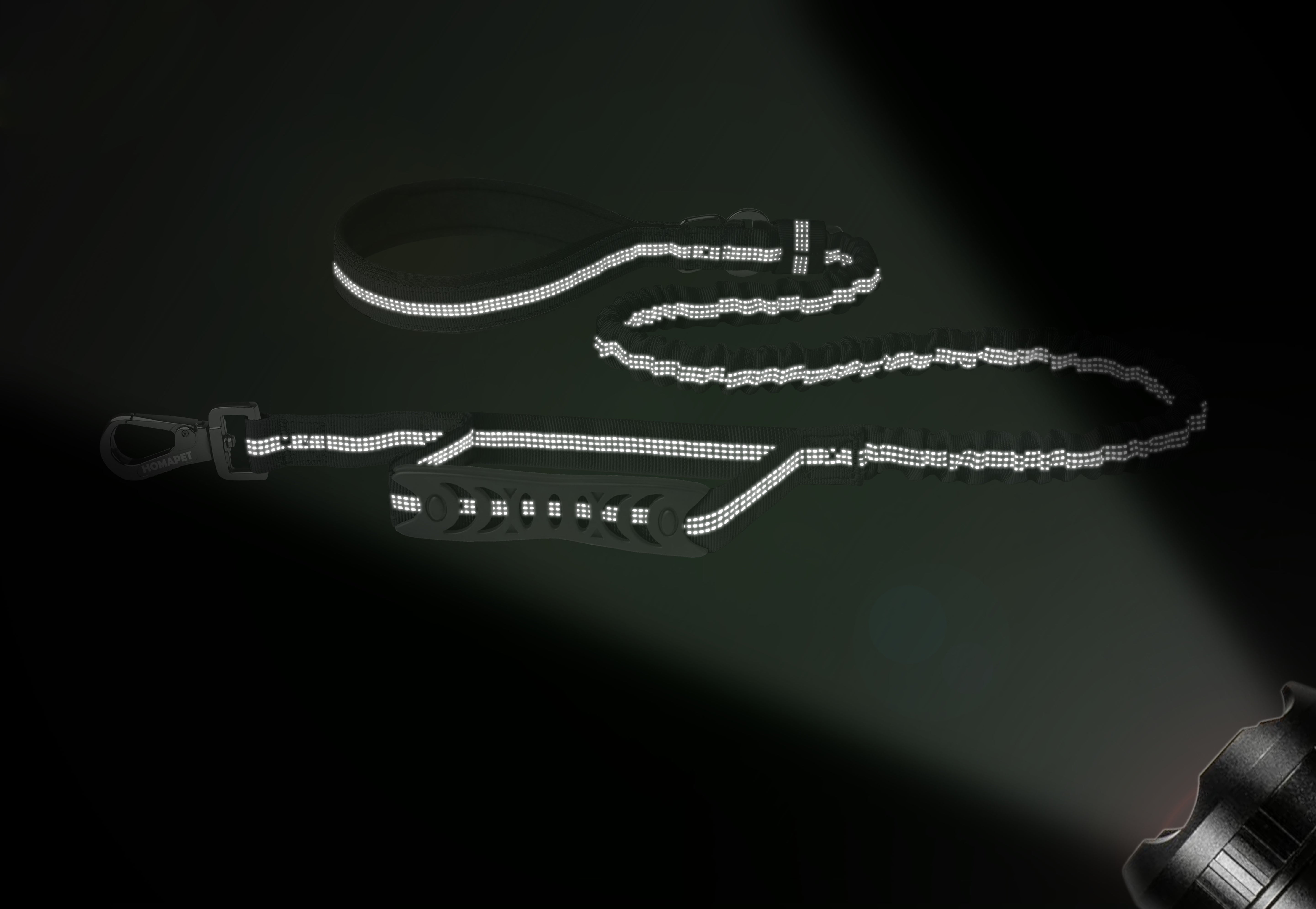 Black Nylon Full Bungee Dog Leash