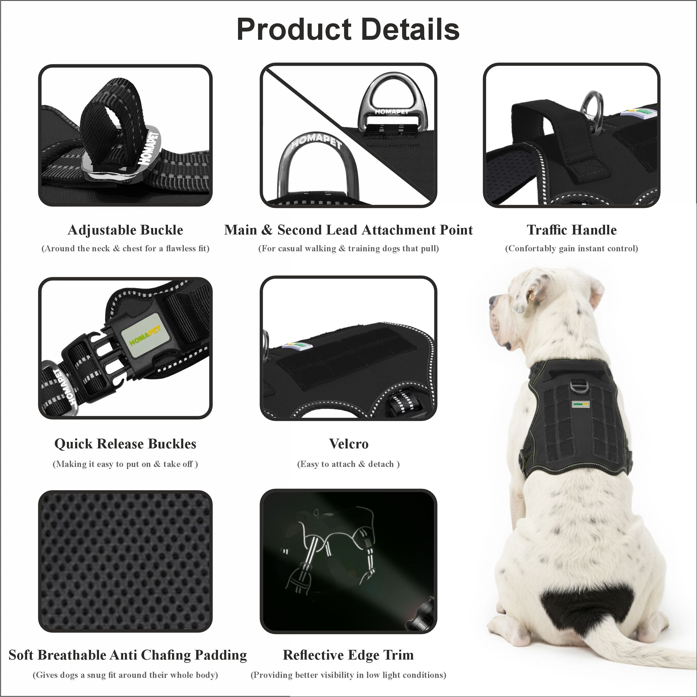 Black Tactical Dog Harness