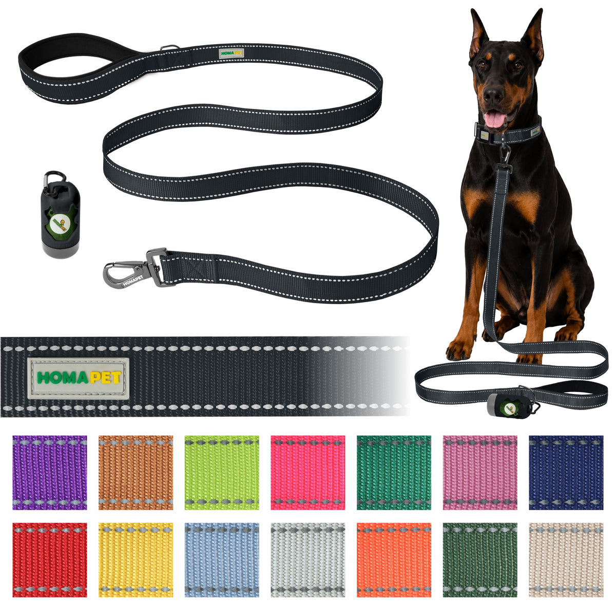 Black Nylon Dog Leash