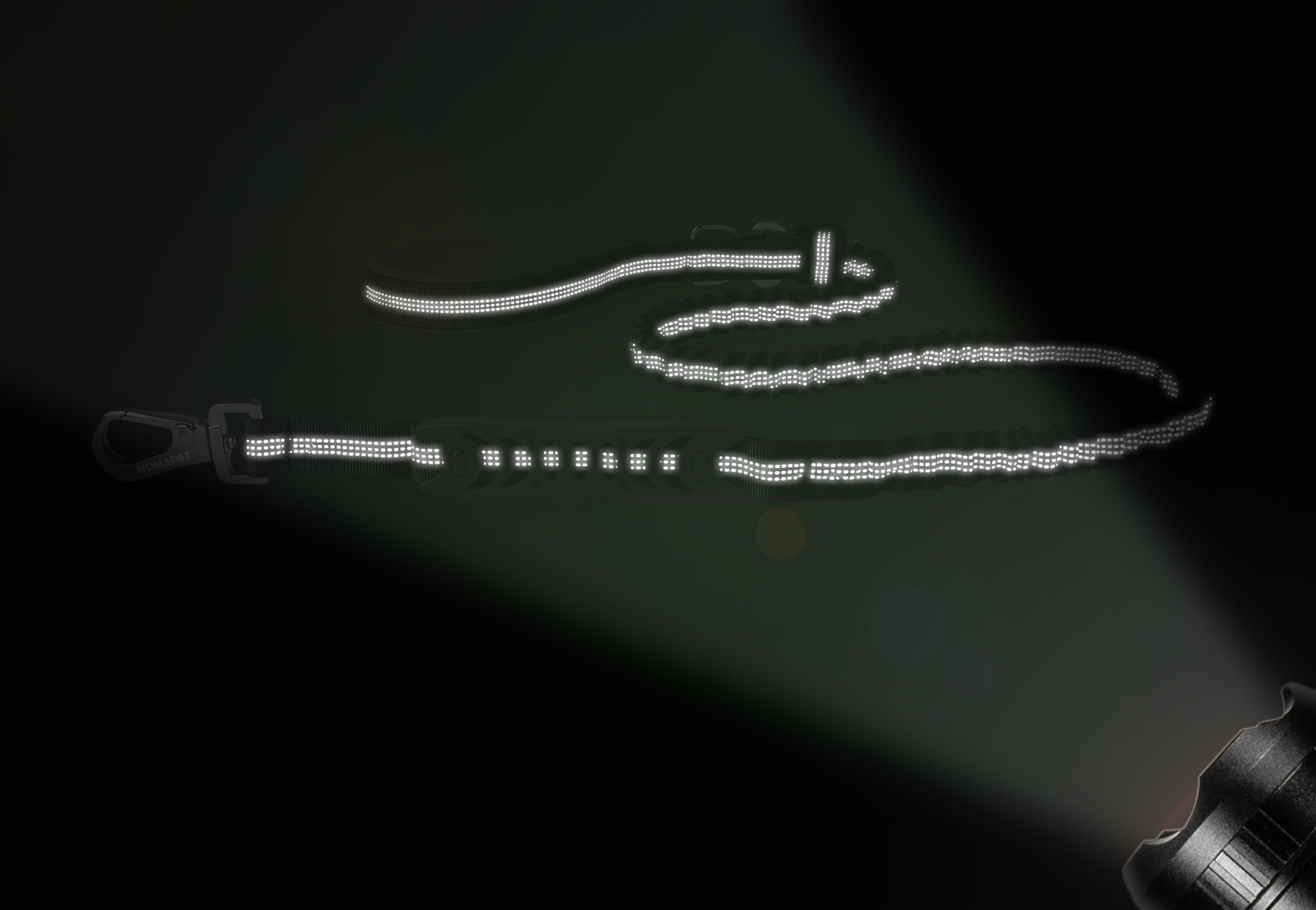 Black Nylon Full Bungee Dog Leash