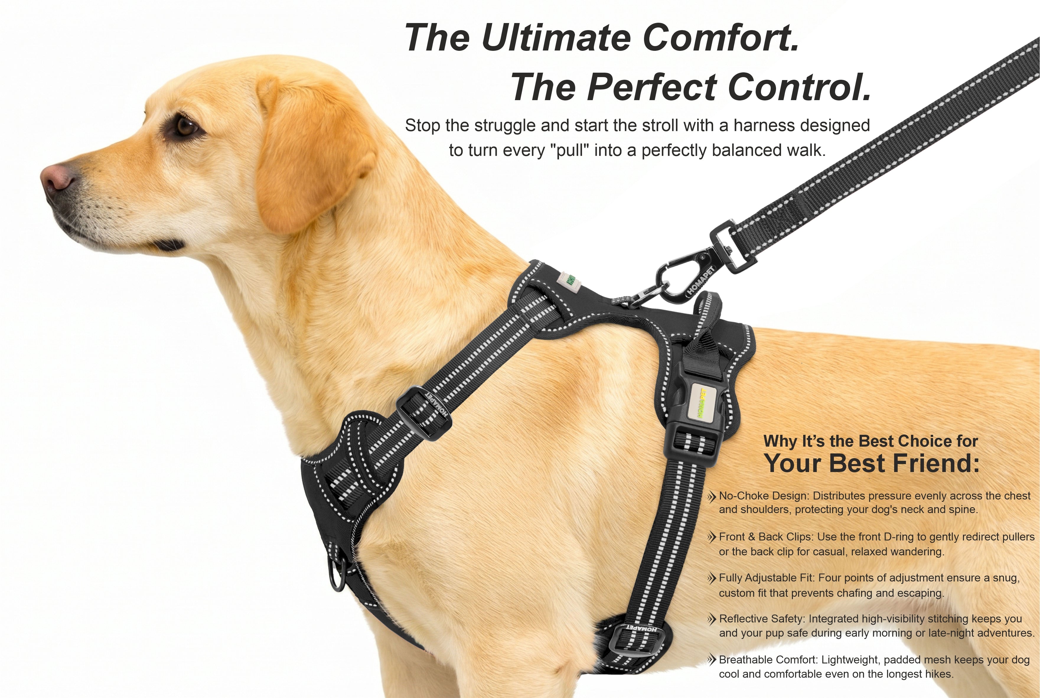 Black No Pull Dog Harness
