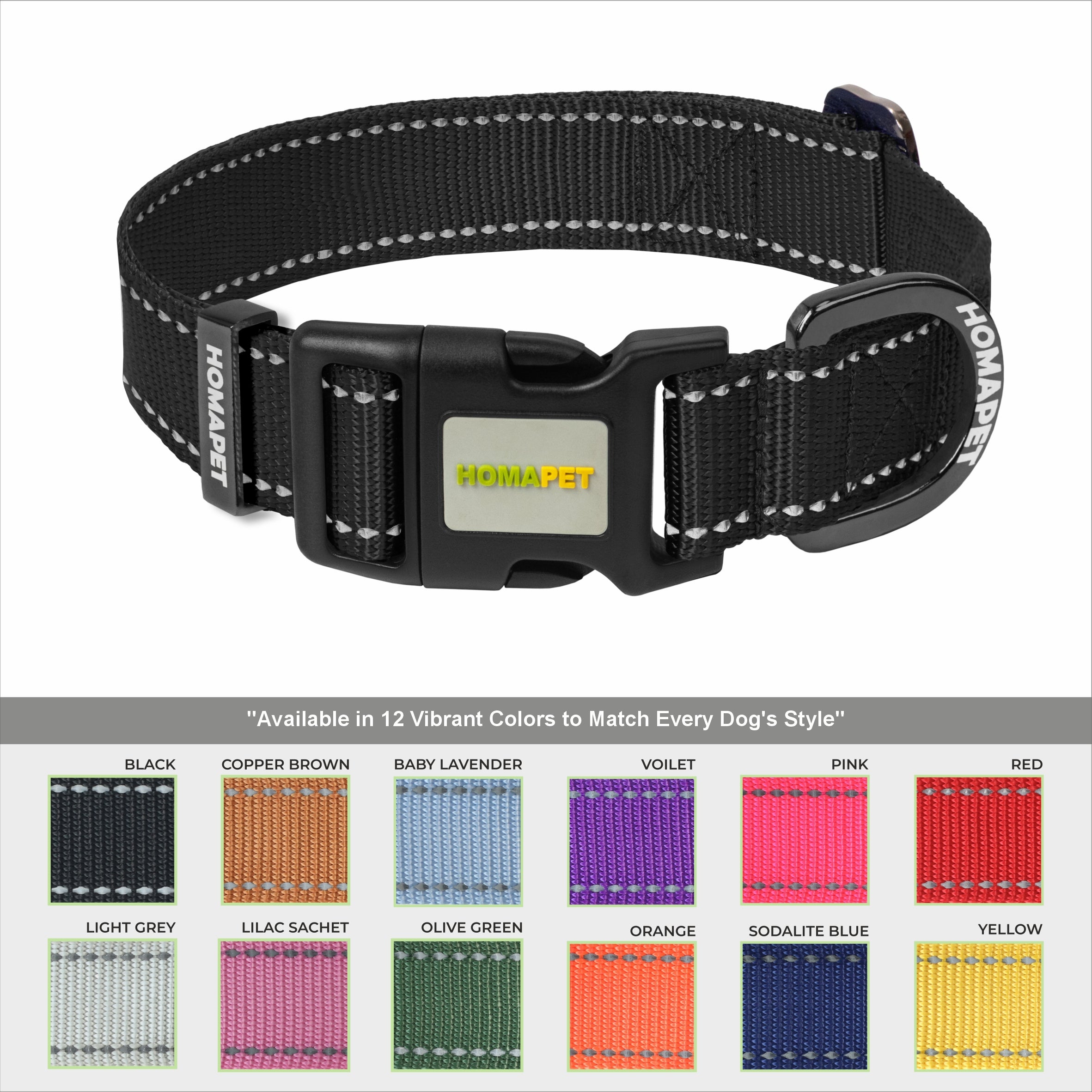 Black Nylon Dog Collar