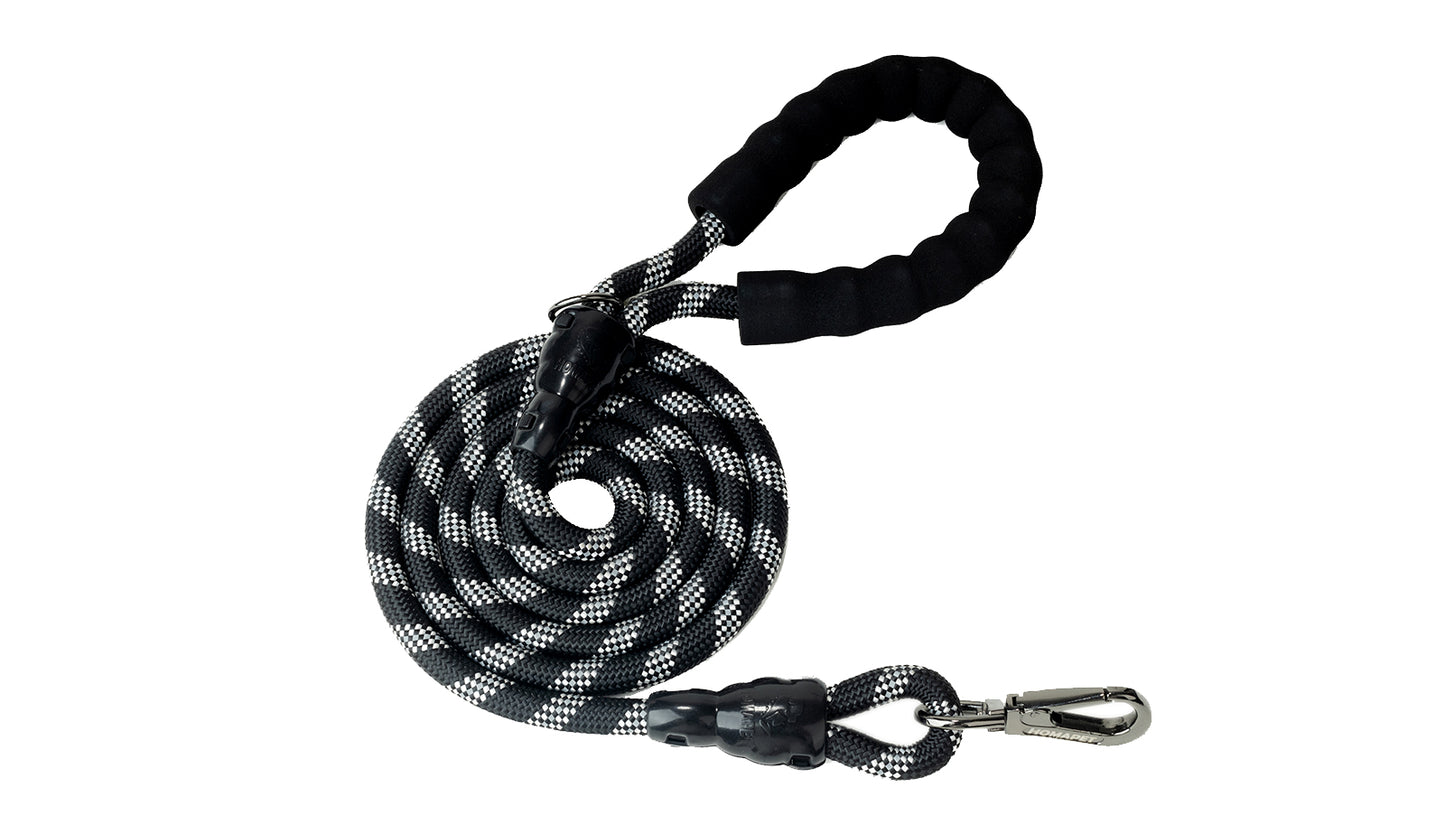 Black - Grey Braided Polyester Reflective Dog Rope