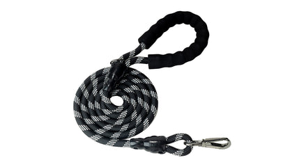 Black - Grey Braided Polyester Reflective Dog Rope