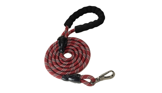 Burgundy Black - Grey Braided Polyester Reflective Dog Rope