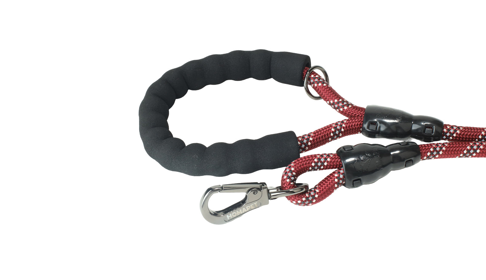 Burgundy - Black Braided Polyester Reflective Dog Rope