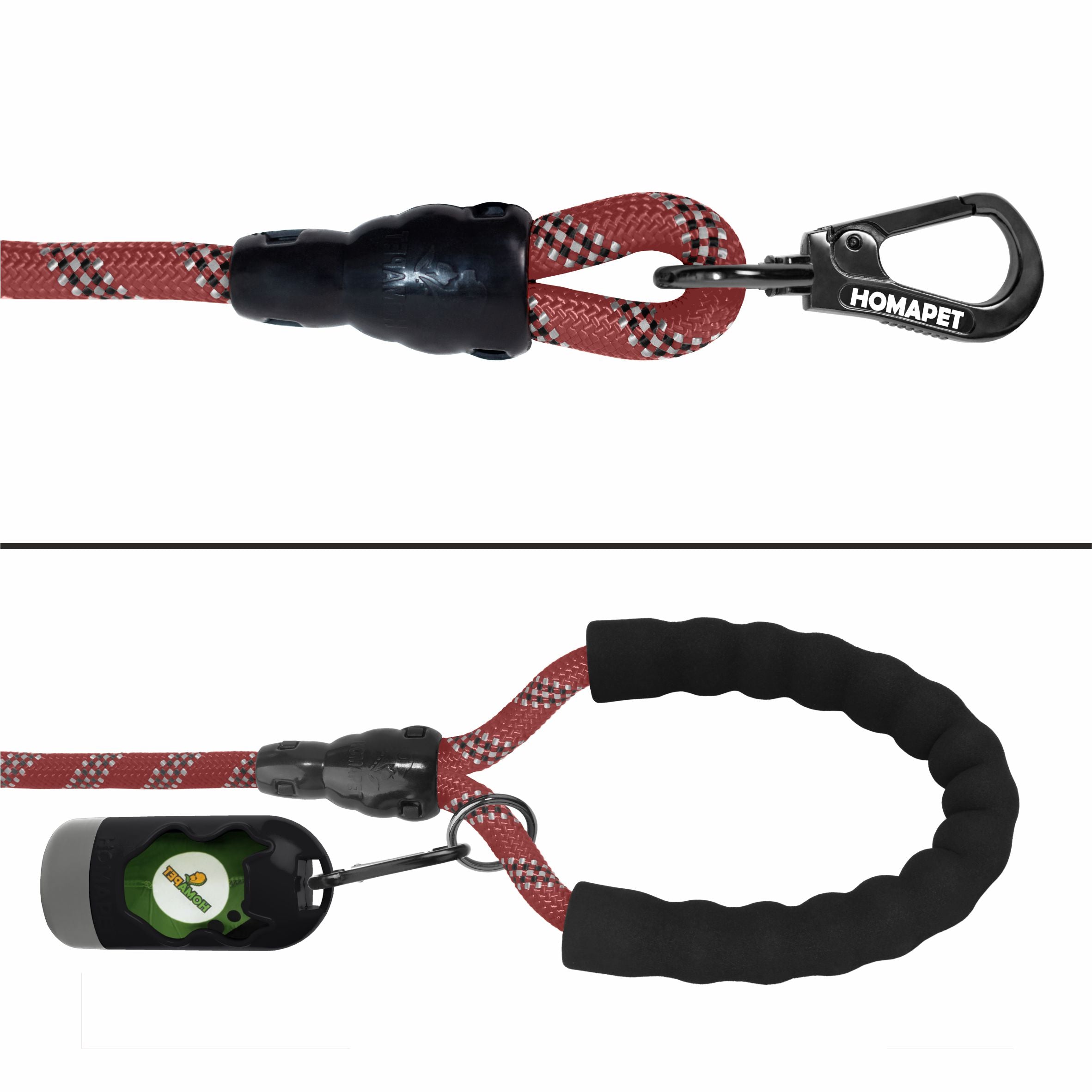Burgundy - Black Braided Polyester Reflective Dog Rope