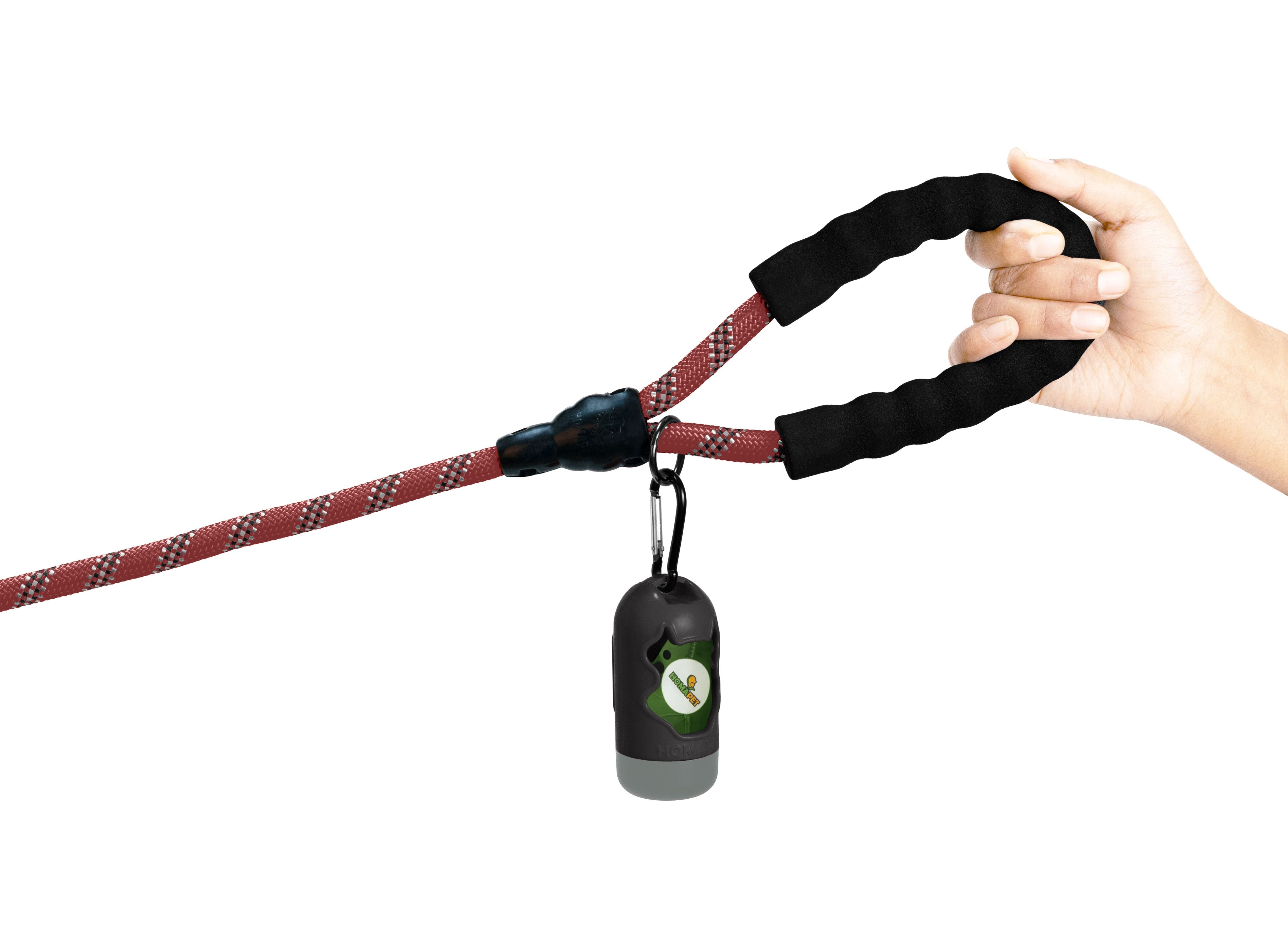 Burgundy - Black Braided Polyester Reflective Dog Rope