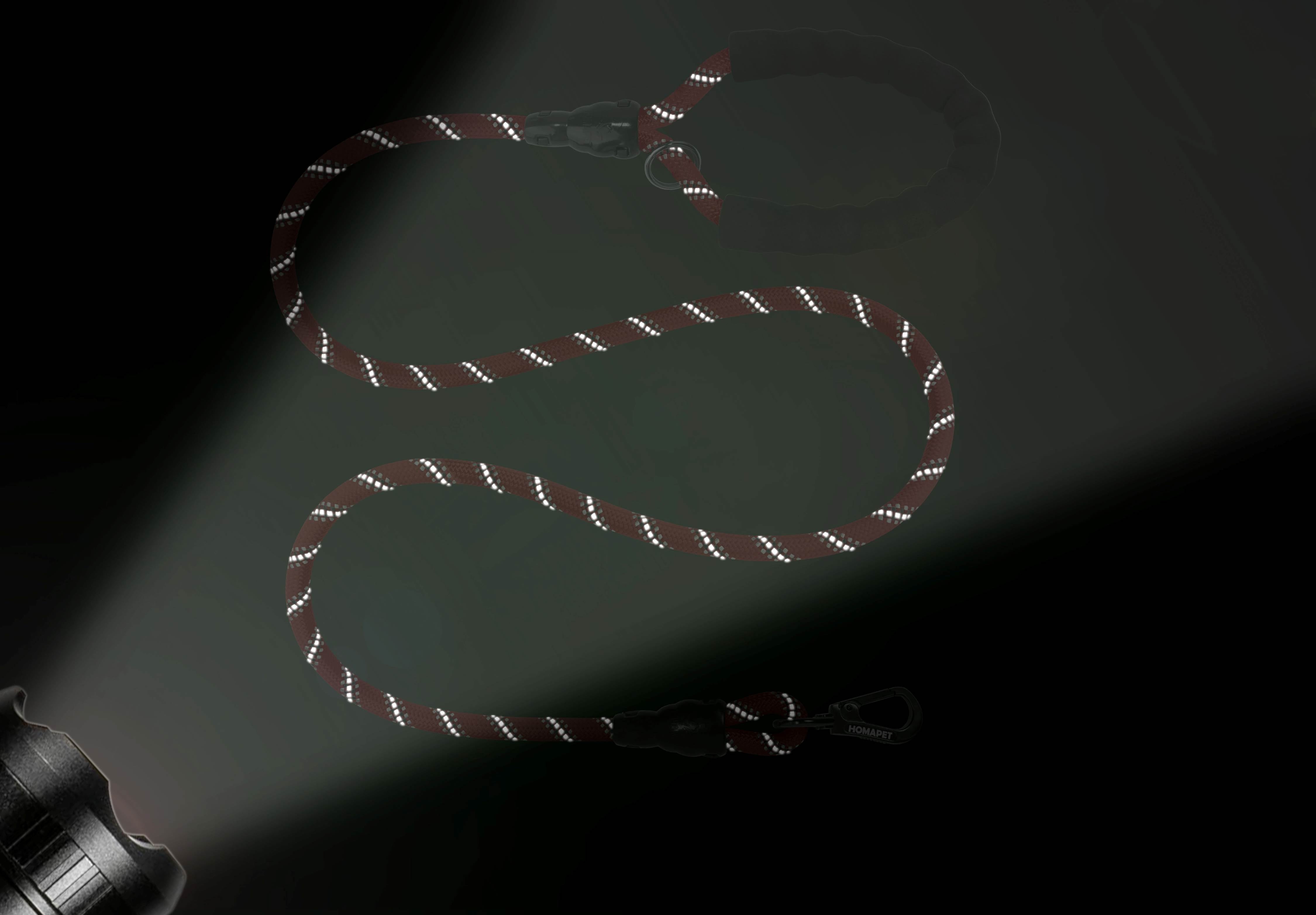 Burgundy - Black Braided Polyester Reflective Dog Rope