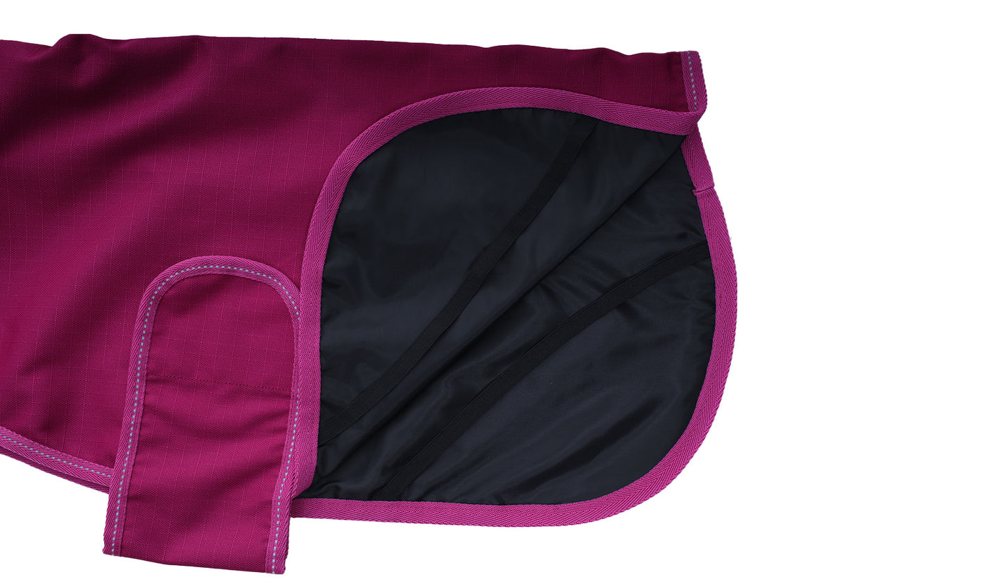 Dark Pink Coastal Dog Coat with Polyester Lining