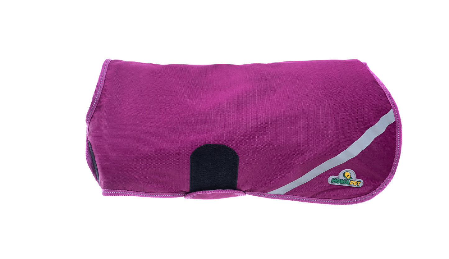 Dark Pink Coastal Dog Coat with Polyester Lining