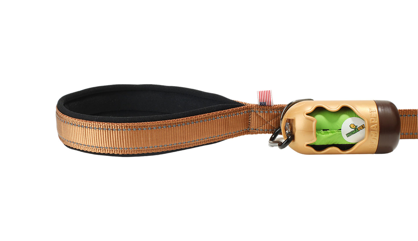 Copper Brown Nylon Adjustable Bungee Dog Leash