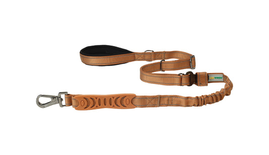 Copper Brown Nylon Adjustable Bungee Dog Leash